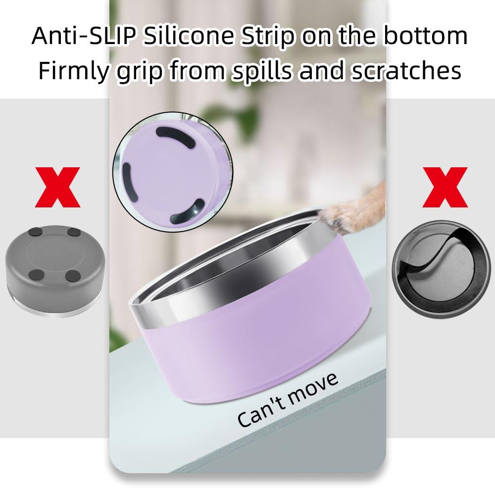Personalized Dog Cat Bowl with Name Pattern,Laser Engraved Stainless Steel Pet Bowl Anti-Slip for Water Food,with 1 Non Customized Green Bowl (Purple, 25 oz) - Image 6
