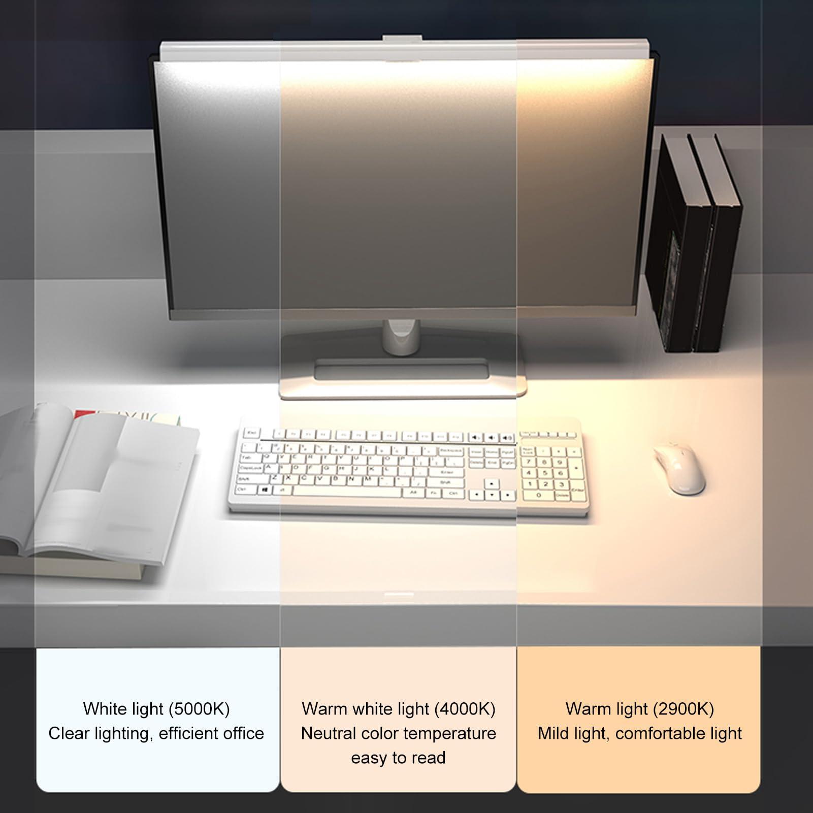 Computer Monitor Lamp, LED Screen Light Bar for Eye Caring, Stepless Dimmable, Touch Control, Office Monitor Light (White) - Image 5