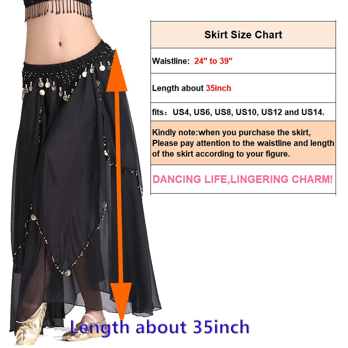 ZLTdream Women's Belly Dance Chiffon Skirt with Coins - Image 2