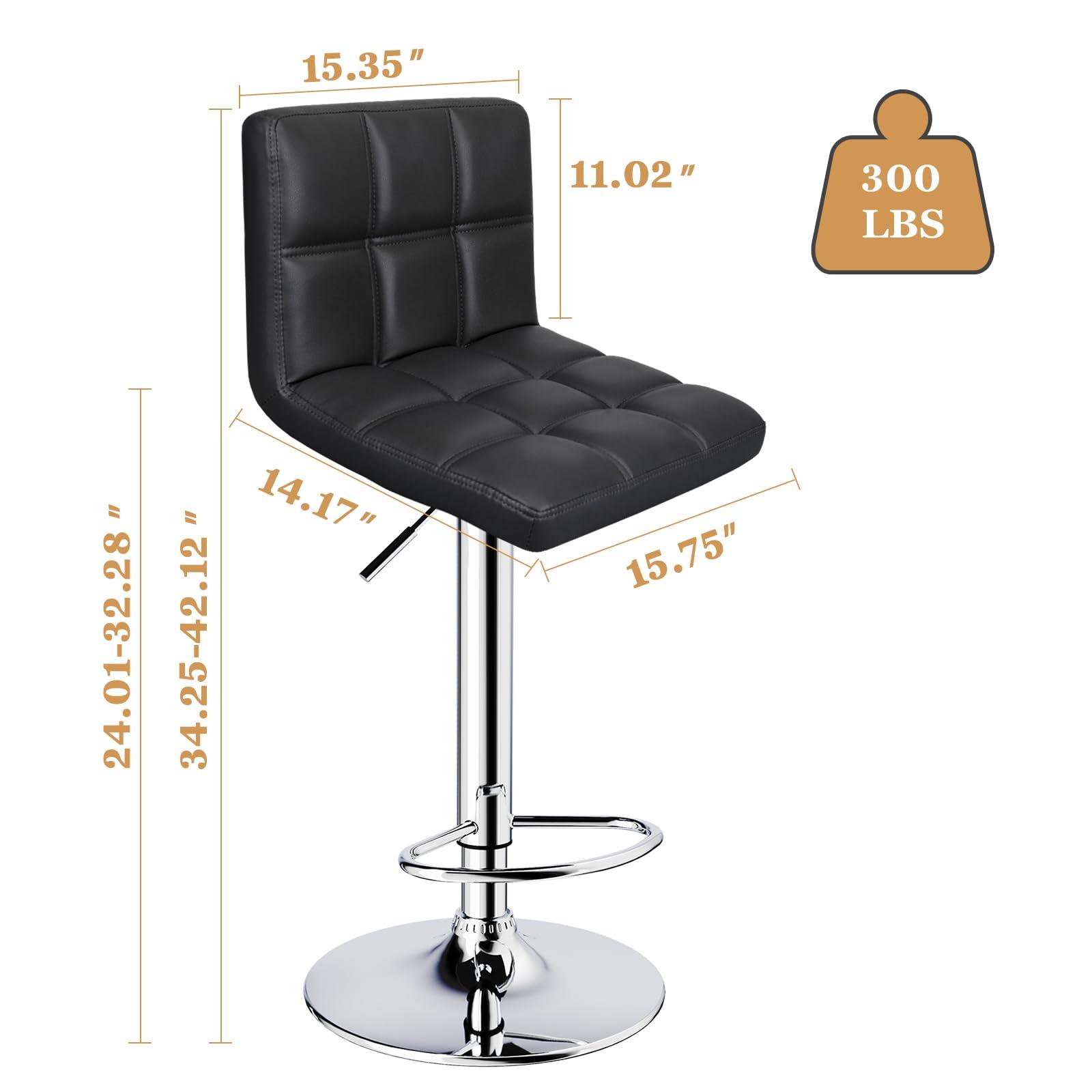 ERGOSEAT 6-Squares Back with Double Needle Adjustable Bar Stools, Set of 2, Black - Image 3