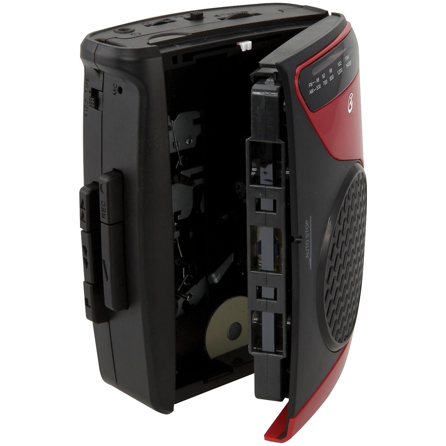 GPX Portable Cassette Player, Compatible With Headphone, 3.54 x 1.57 x 4.72 Inches, Requires 2 AA Batteries - Not Included, Red/Black (CAS337B) Black/Red - Image 2