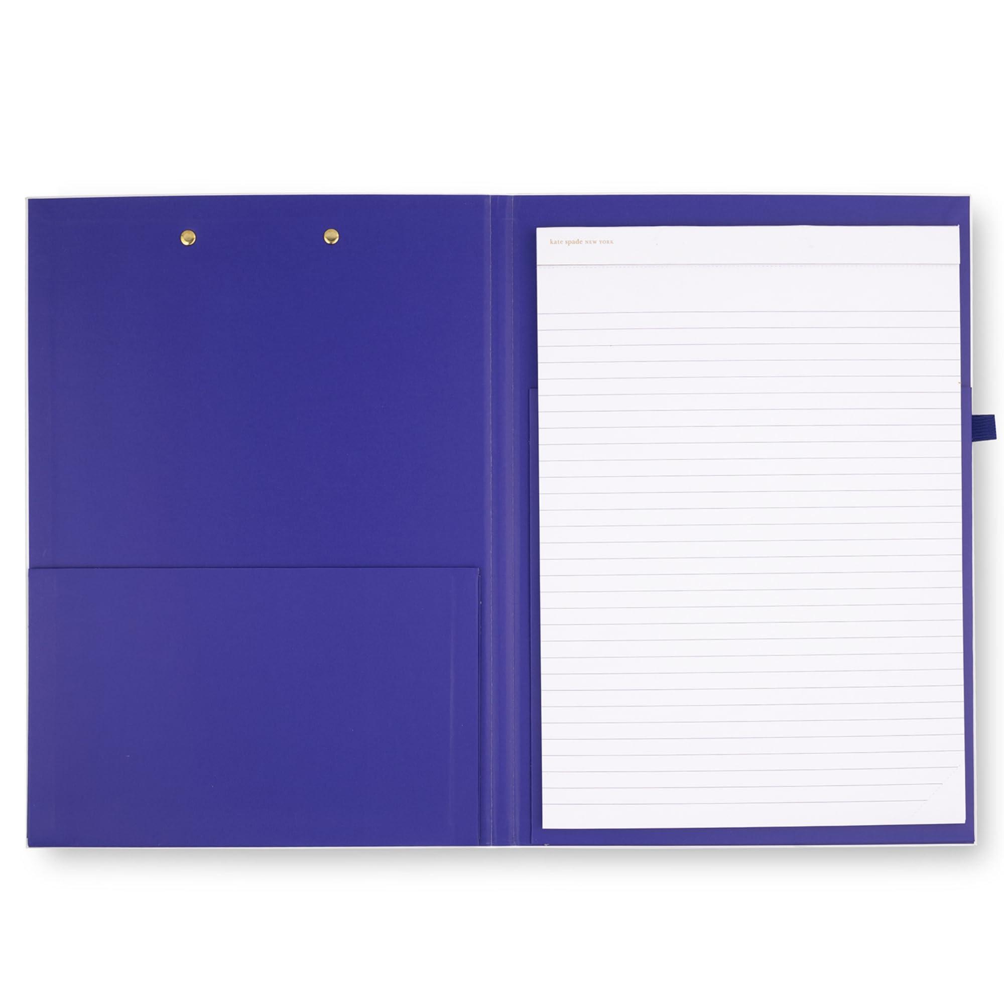kate spade new york A4 Clipboard Folio with Low Profile Clip, Professional Padfolio Includes Lined Notepad, Pen Loop, and Pocket, Charmed Library - Image 2