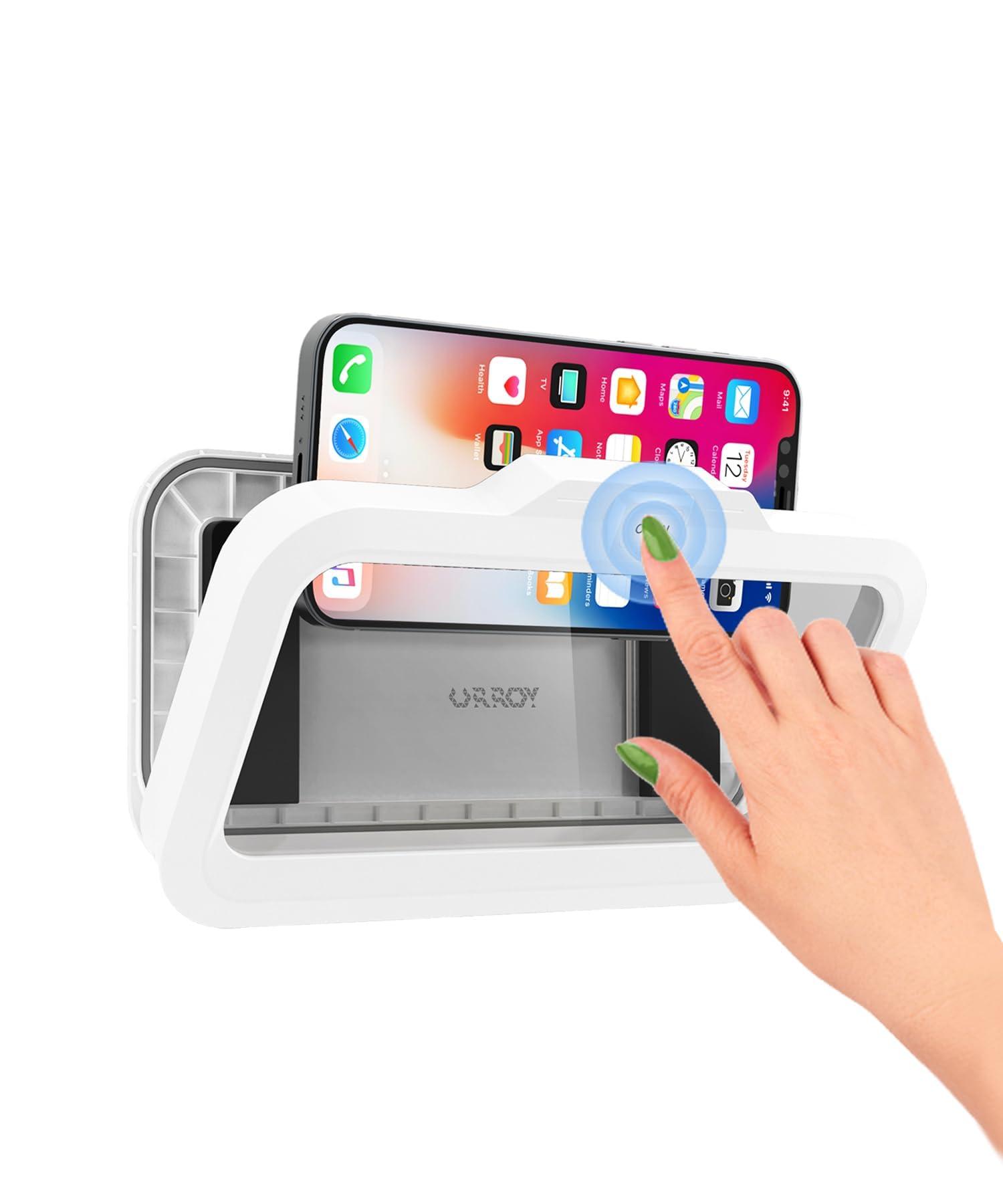 URROY Shower Phone Holder Waterproof One-Touch Open Shower Phone Case Anti-Fog & Sensitive Touchscreen Bathroom Wall Phone Mount Stand Universal Fit for iPhone & Smartphones Gift for Men Women White