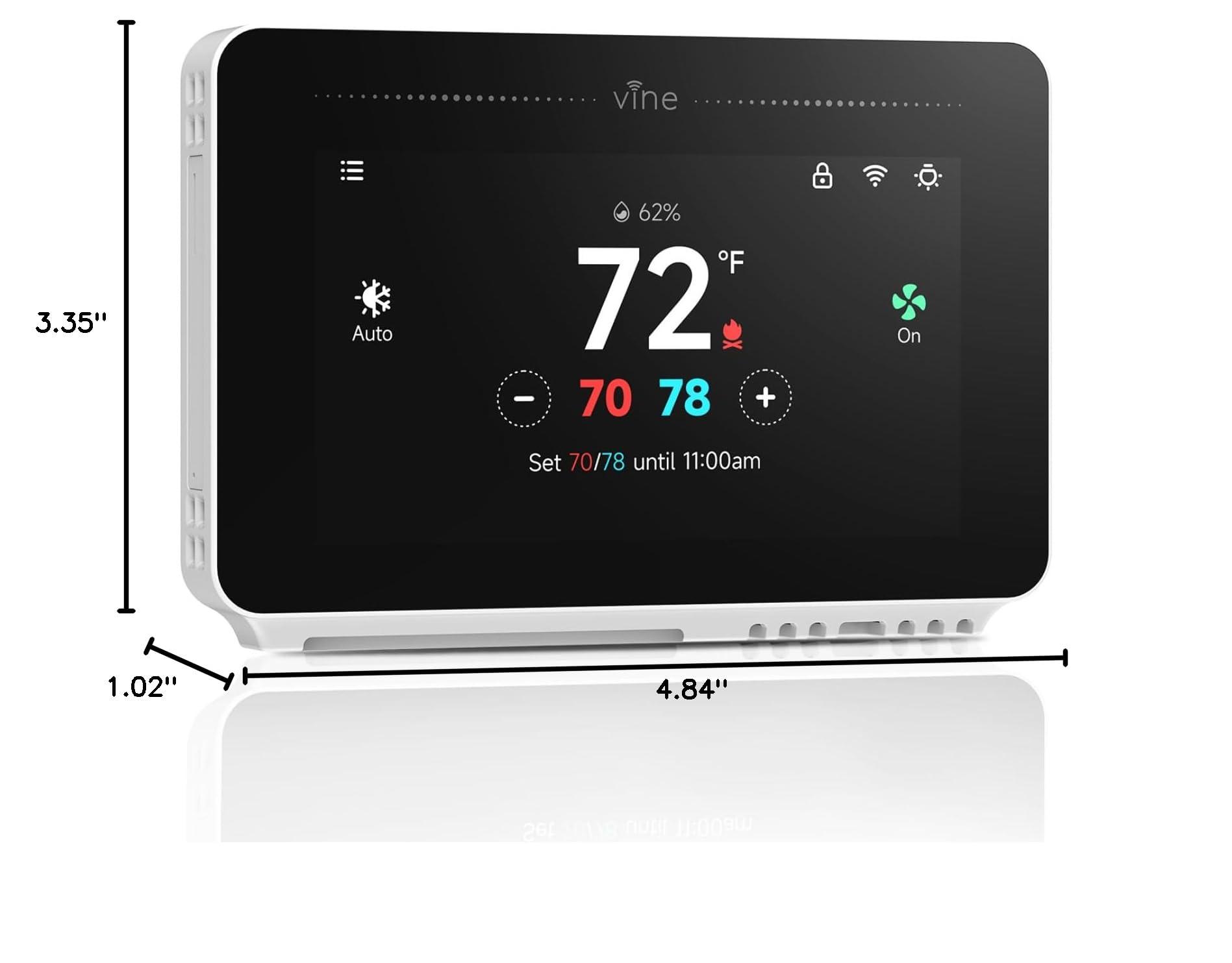 vine Programmable Thermostat for House with 4.3" Touch Screen, WiFi Smart Home Thermostat for AC and Heating, App/Voice Control, Compatible with Alexa and Google Assistant, C-Wire Required, TJ-919T - Image 2
