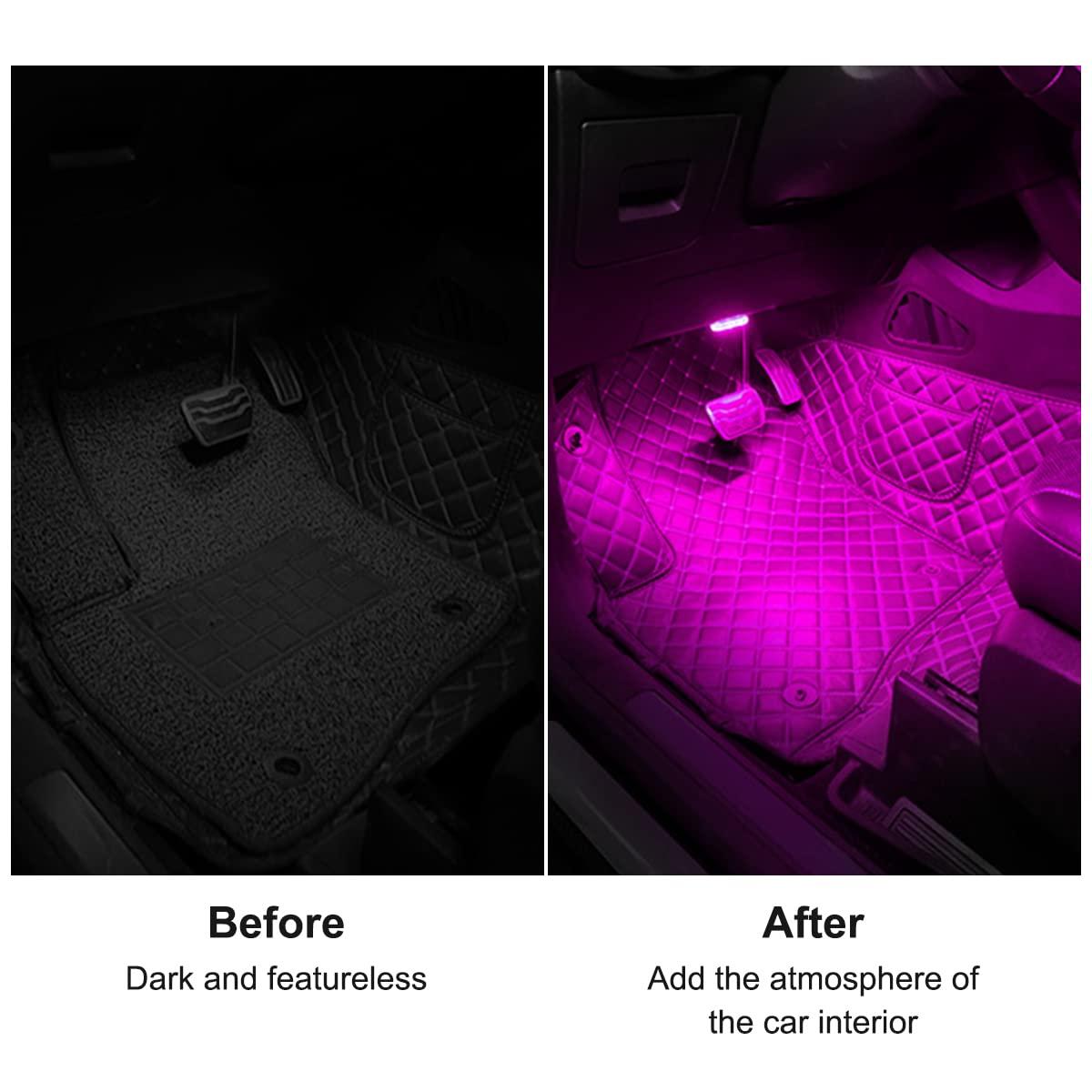 4Pcs Car LED Lights Interior Wireless, 7 Colors Interior Car Lights with 6 Bright LED Lamp Beads, Portable USB Rechargeable Car Interior Led Night Light for Car Decor - Image 3