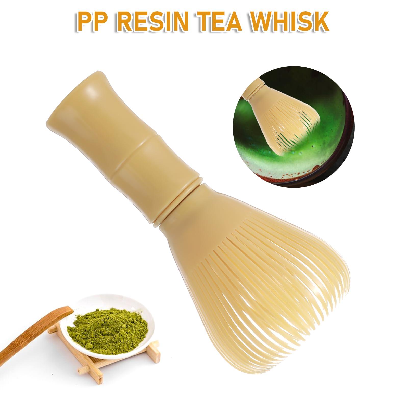 Qianyu 1 Pcs Golden Bamboo Matcha Chasen Whisk Handcrafted Matcha Stirrer Plastic Reusable Powder Whisks Durable Tea Brush Whisk Mixing Tools Kit Accessory for Milk Tea Eggs Home - Image 4