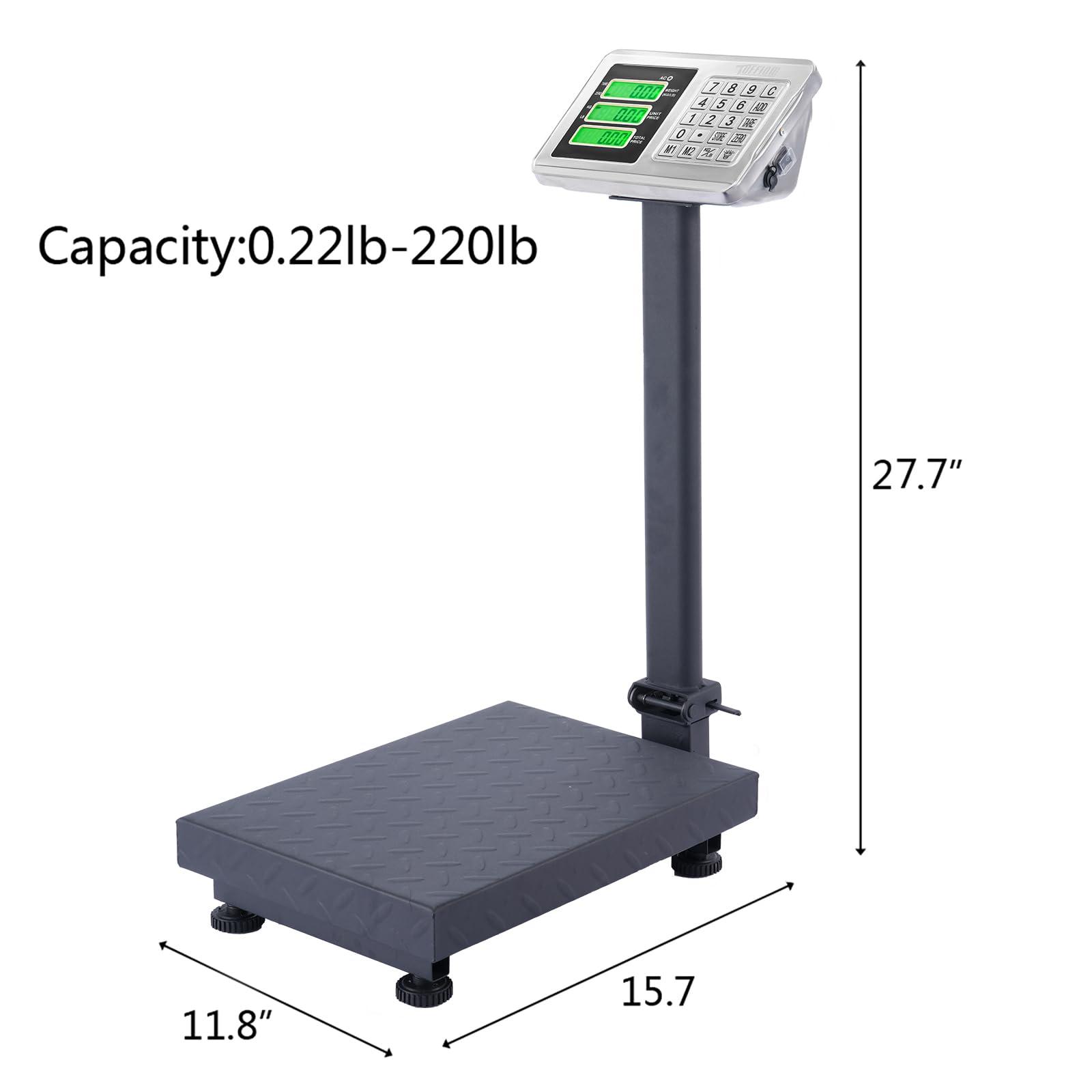 TUFFIOM 220lb Weight Electronic Platform Scale,Digital Floor Heavy Duty Folding Scales,Stainless Steel High-Definition LCD Display, Perfect for Postal Luggage Shipping Mailing Package Price Computing - Image 2