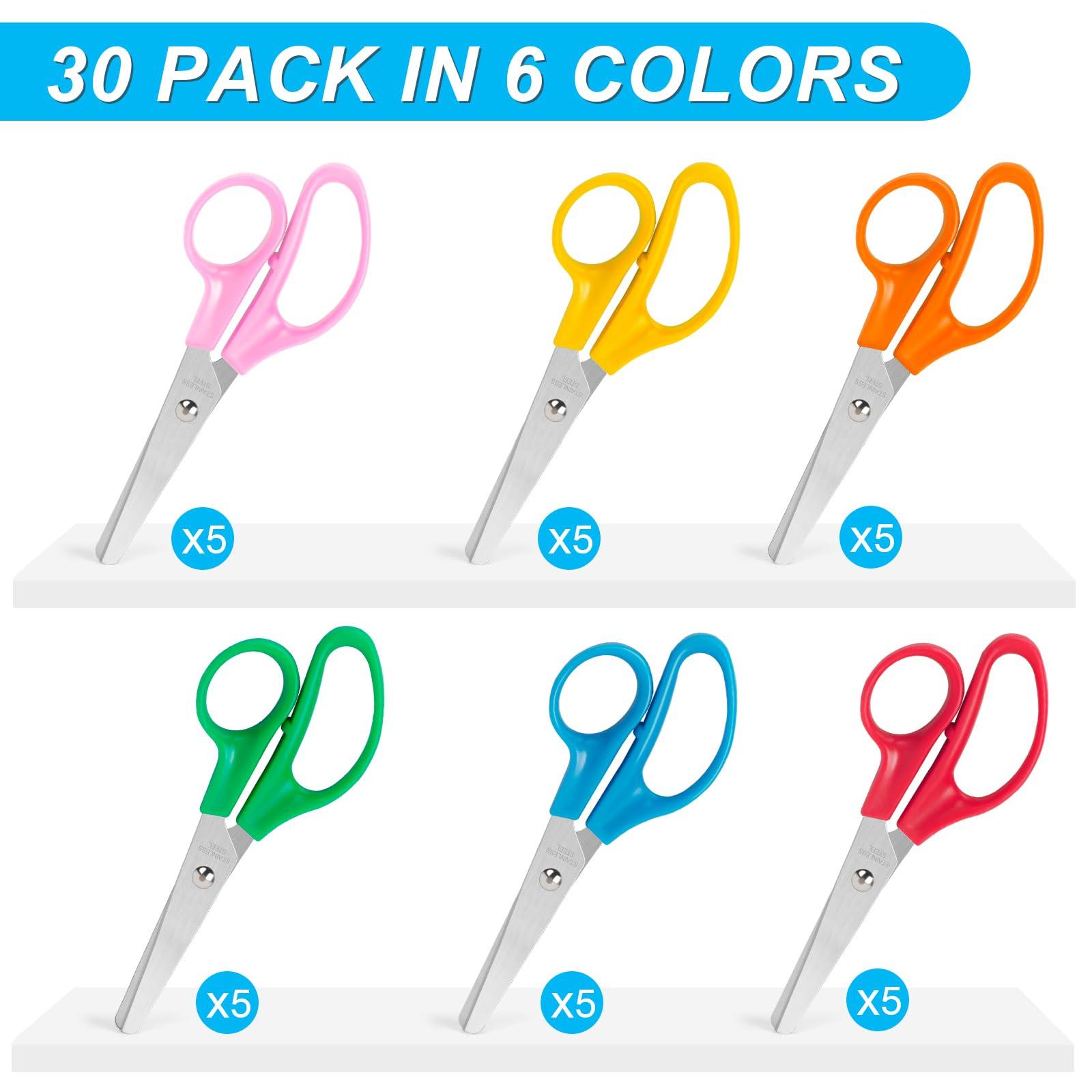 30 Pack Kids Scissors, 5 Inch Bulk Scissors for School, Blunt Tip Scissors for Child Student Teacher, School Supplies Craft Cutting Paper, Kids Safety Scissors for Preschool Classroom Office Home - Image 2