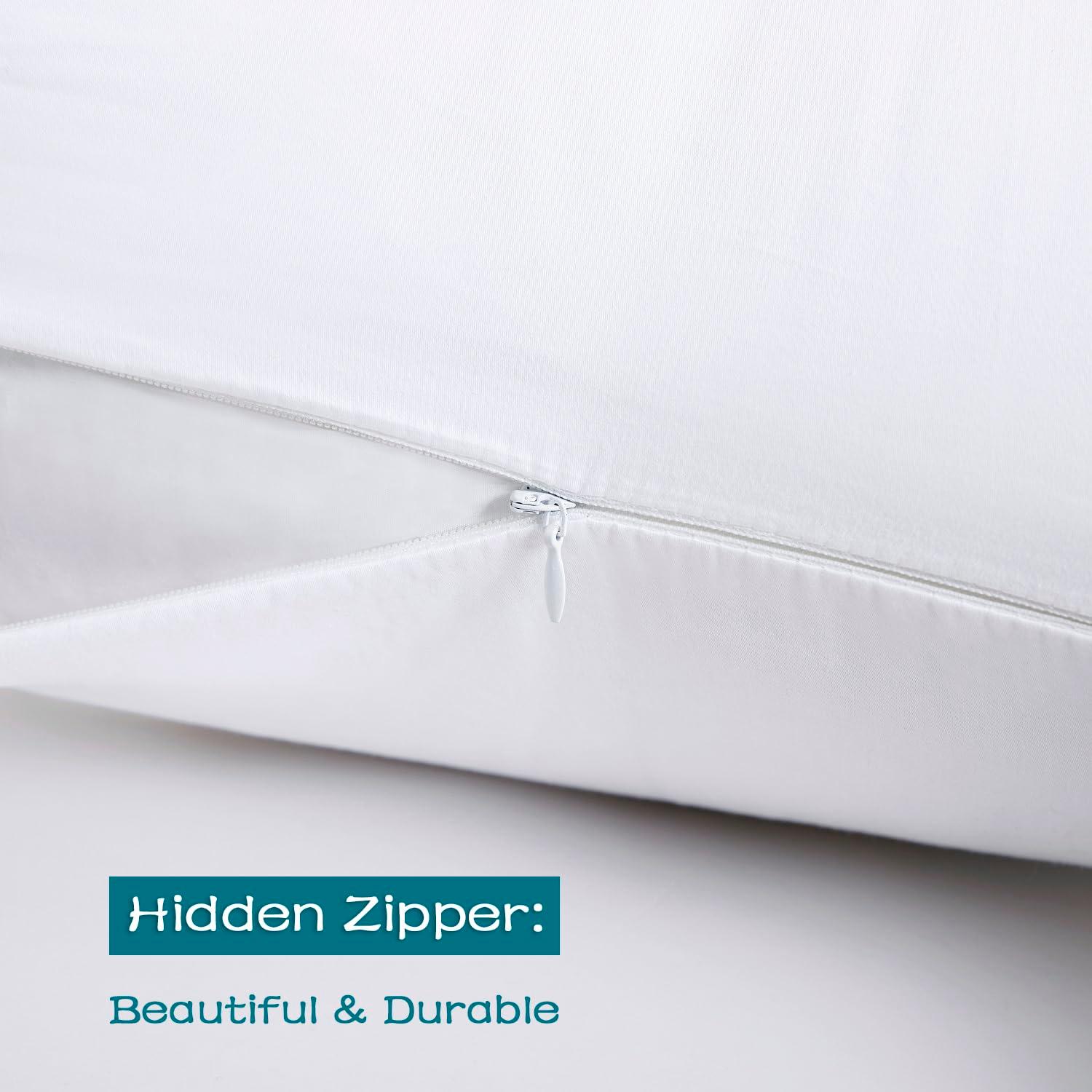 LOSAFEFE 100% Cotton Zippered Pillow Cases Standard Size Set of 4, Super Soft & Breathable Pillow Protectors with Zipper, White Pillow Case Covers 20x26 Inches - Image 3