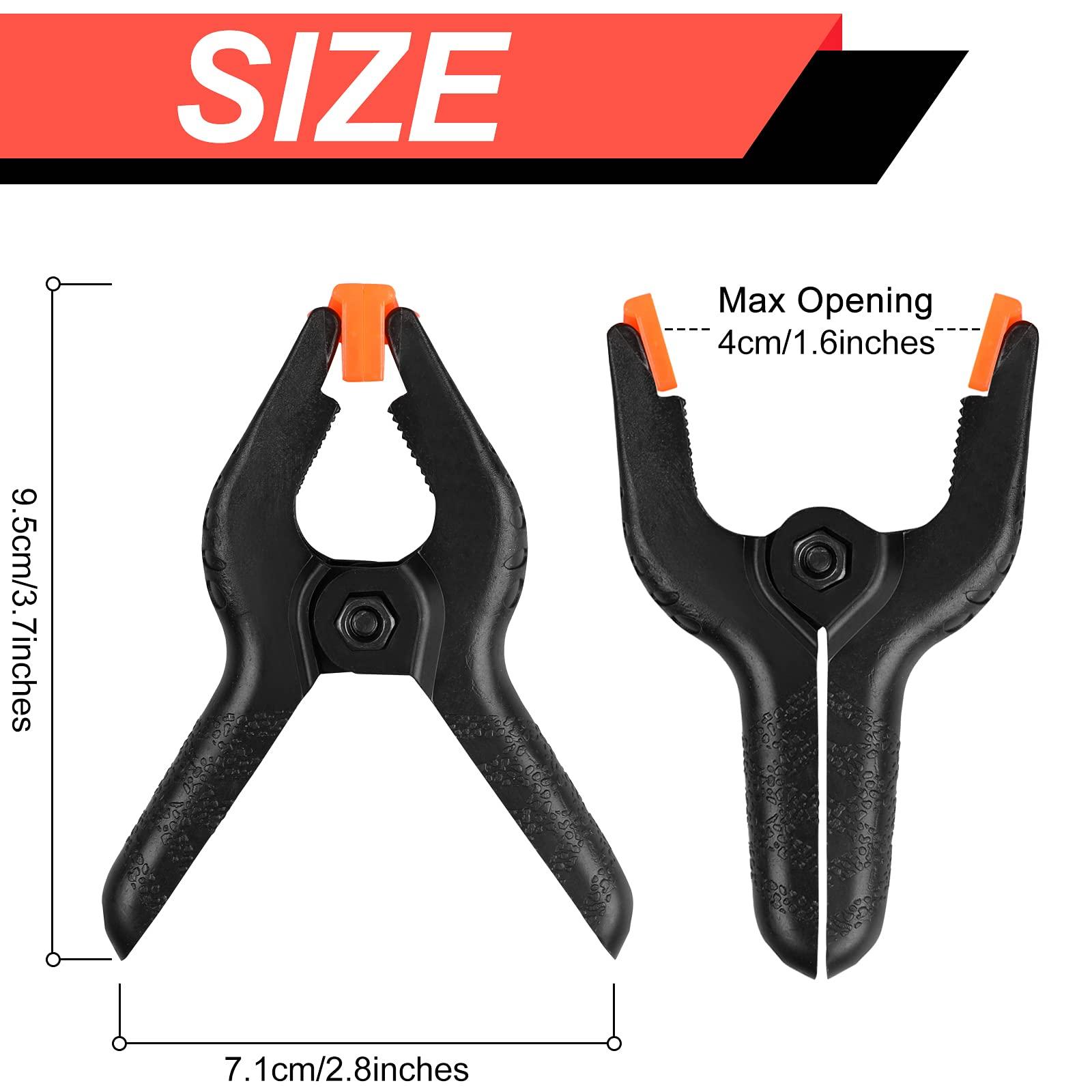 12 Pack Plastic Spring Clamps, 3.5inch Small Heavy Duty Clips for Crafts, Backdrop Stand, Woodworking, Photography Studios (Black) - Image 3