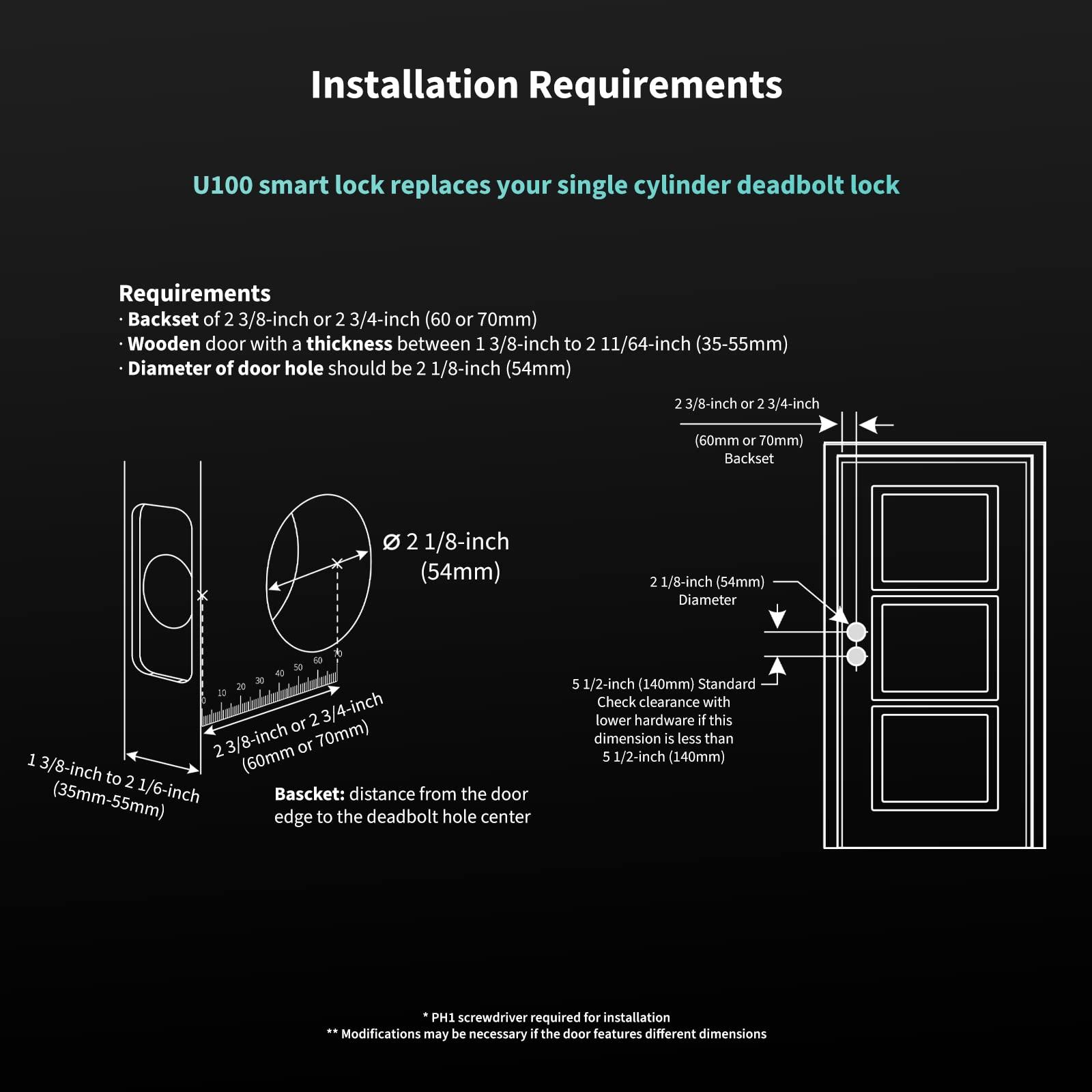 Aqara Smart Lock U100, Fingerprint Keyless Entry Door Lock with Apple Home Key, Touchscreen Keypad, Bluetooth Electronic Deadbolt, IP65 Weatherproof, Supports Apple HomeKit, Alexa, Google, IFTTT, Gray - Image 6