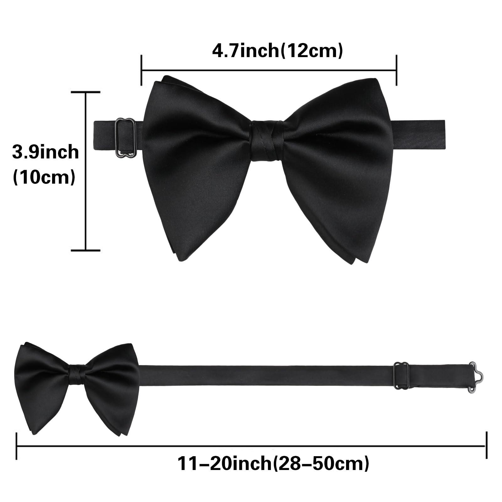 Alizeal Velvet Pre-tied Adjustable Bow Tie for Men Oversize Formal Solid Tuxedo Bowtie - Image 5