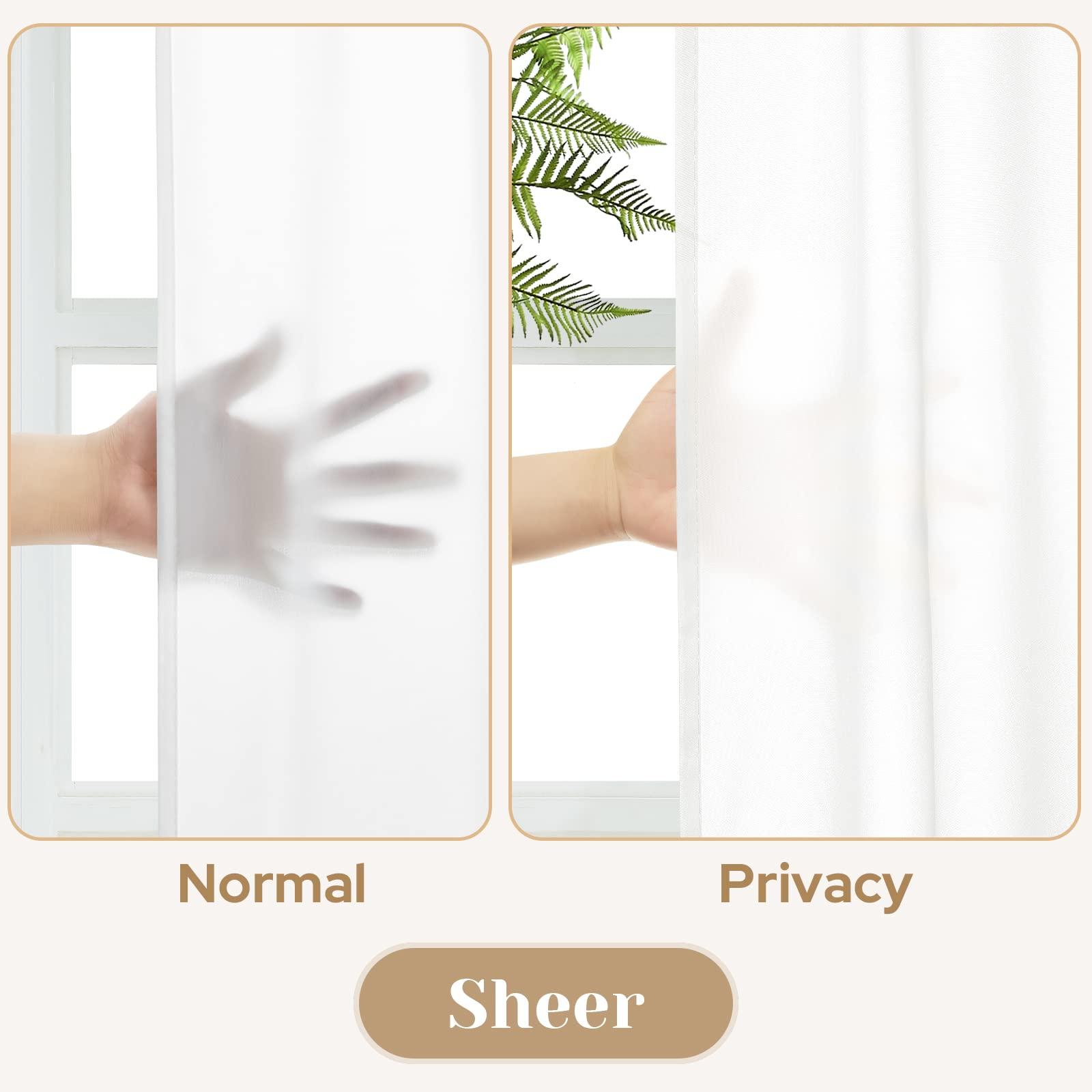 HOMEIDEAS Non-See-Through White Privacy Sheer Curtains 52 X 84 Inches Long 2 Panels Sheer Curtains Light Filtering Window Curtains Drapes for Bedroom Living Room - Image 3