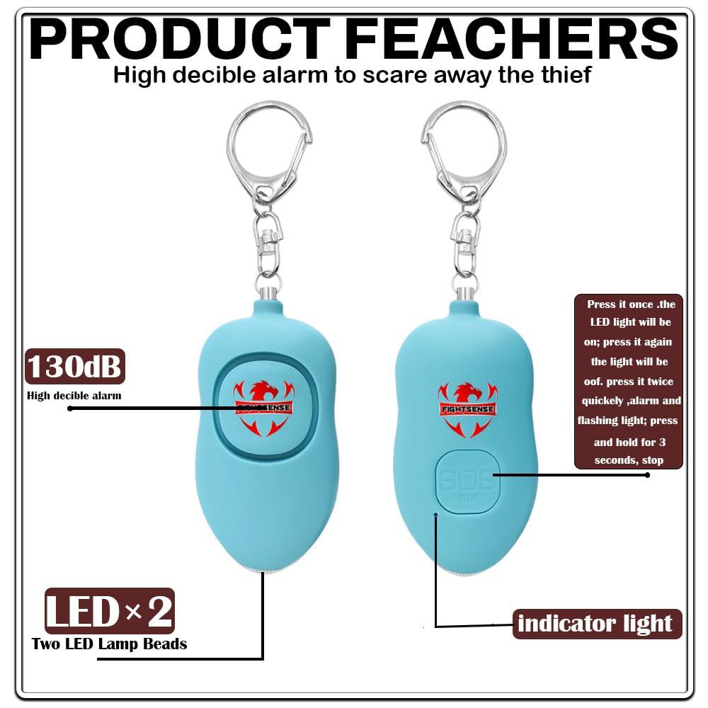 Fightsense Personal Alarm Keychain with Snap Hook, 130dB Siren Safety Alarm for Women LED Light (300m Audible) (Cyan) - Image 7