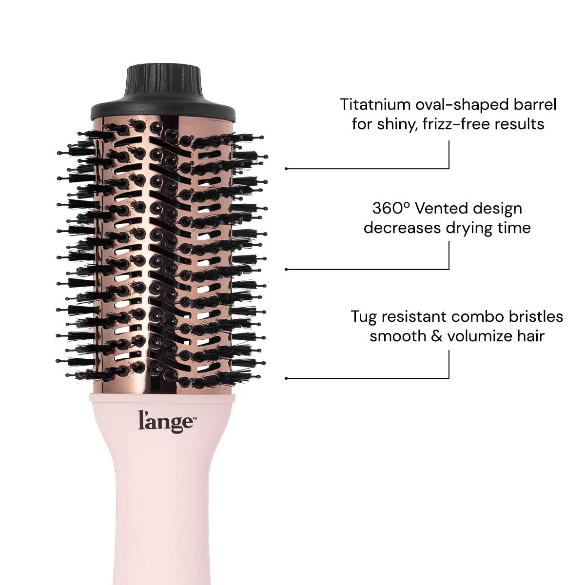 L'ANGE HAIR Le Volume Blow Dryer Brush, 2-in-1, Hot Air Brush, Oval Barrel, Hair Styler, Titanium, All Hair Types, Smooth, Frizz-Free, Blush, 60mm - Image 2