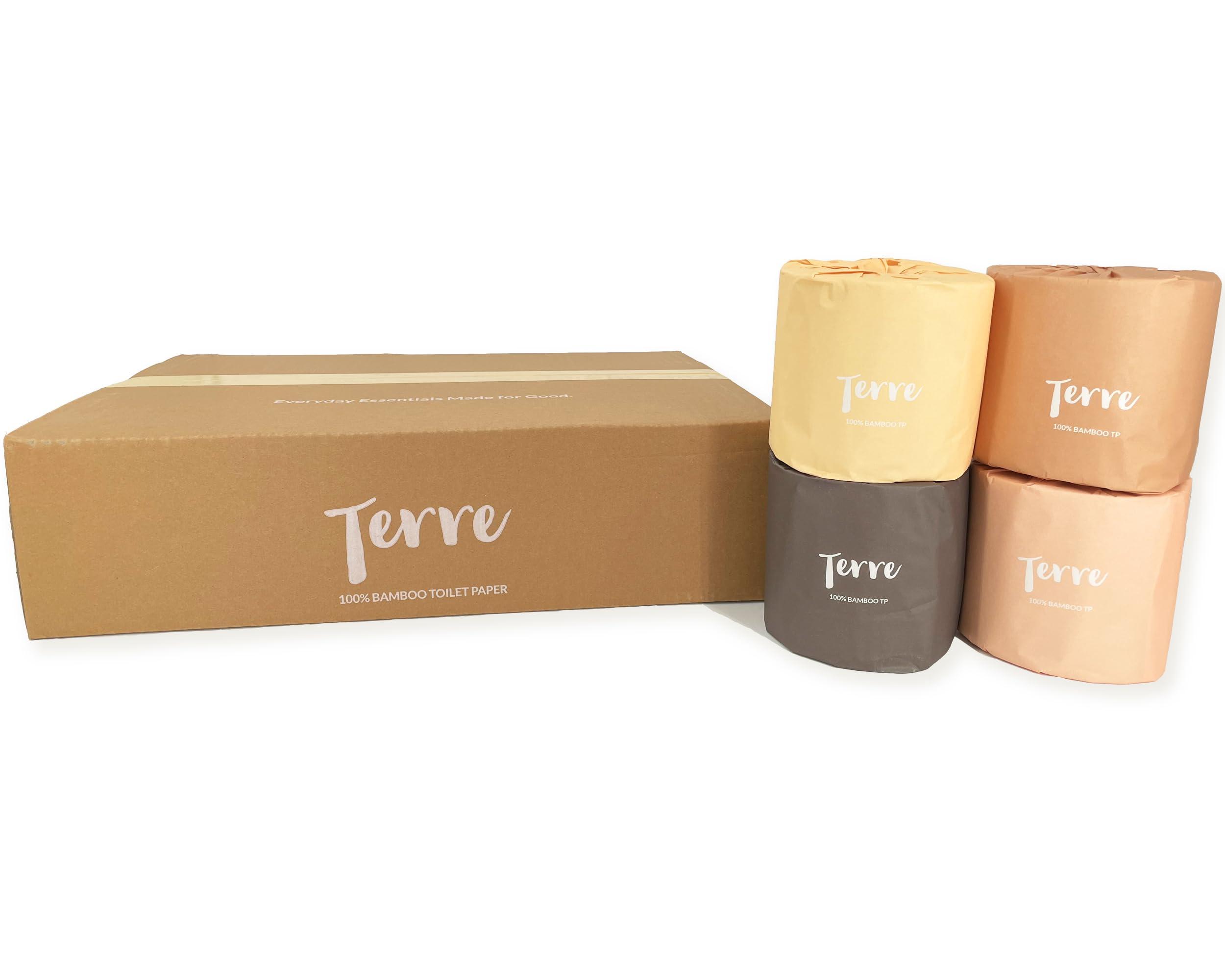 Terre Premium 100% 4-Ply Bamboo Toilet Paper, Unscented & Unbleached, 12 Rolls, 300 Sheets per Roll, FSC-Certified, PFAS & BPA Free, Septic Safe, Tree-Free, Eco-Friendly, Vegan, Sustainable - Image 2