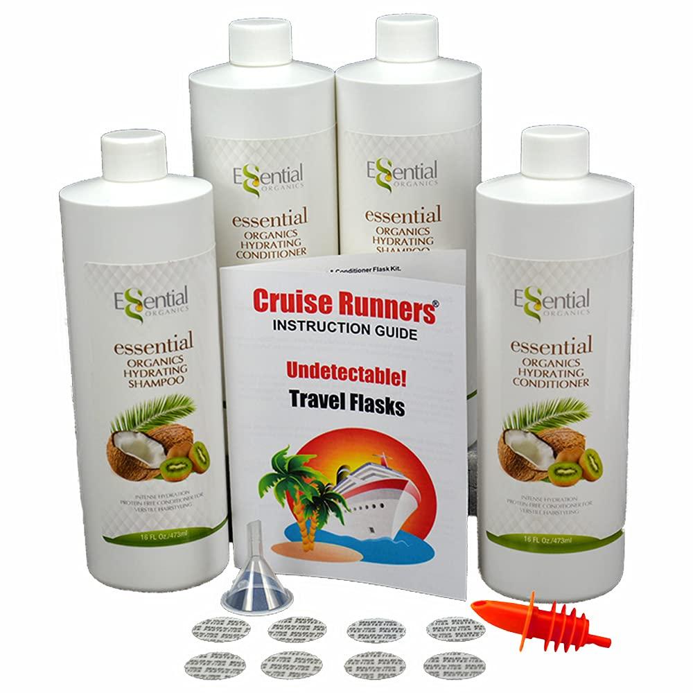 Fake Shampoo & Conditioner By CRUISE RUNNERS Hidden Liquor Alcohol Flasks For Booze Cruise Enjoy Rum Runners 4 Bottles