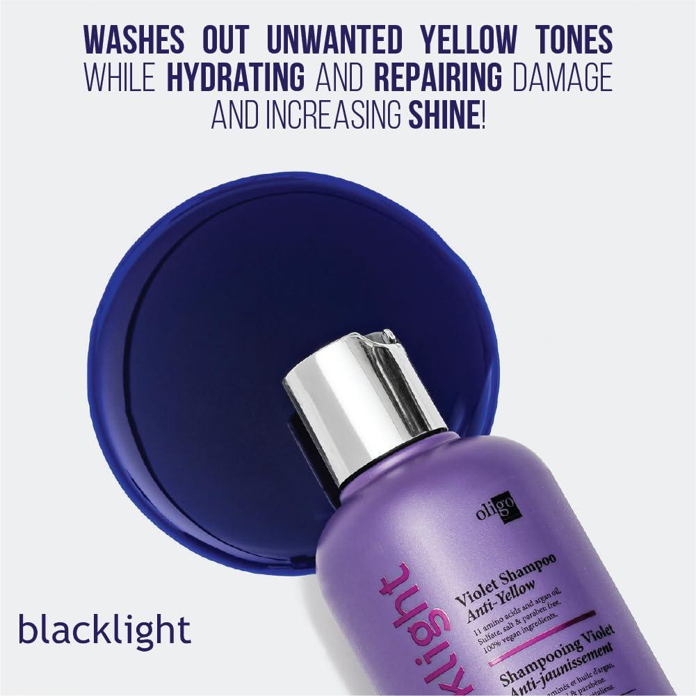 Oligo Professionnel - Blacklight Violet Shampoo - Sulfate-Free Purple Shampoo for blondes - Vegan - Eliminate Yellow Tones - Refresh Faded Highlights - Argan oil - Hydrating Formula - 8.5oz - Image 3