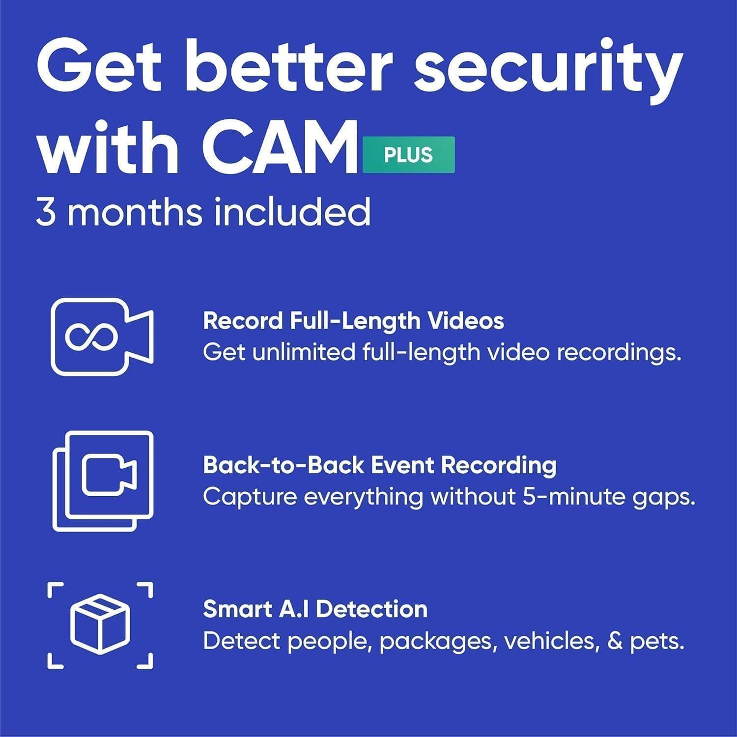 Cam V3 Smart Home Security Camera, Indoor/Outdoor Use, 1080p Plug-in, Color Night Vision, Motion Detection, Two Way Audio, Compatible with Alexa, Google Assistant, Black - Image 8