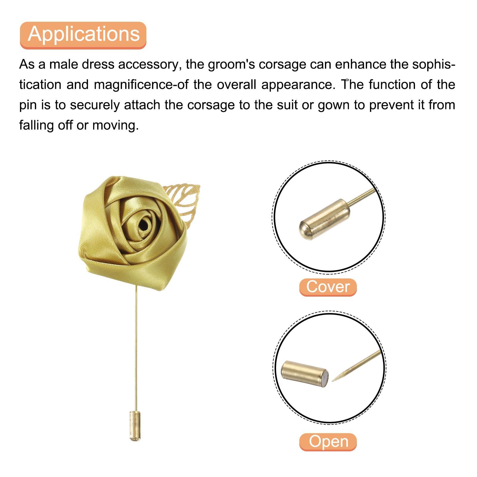 MECCANIXITY Groom Boutonnieres Rose Boutonnieres Pins for Men Wedding Ceremony Anniversary Formal Dinner Party Suit Decoration - Image 5