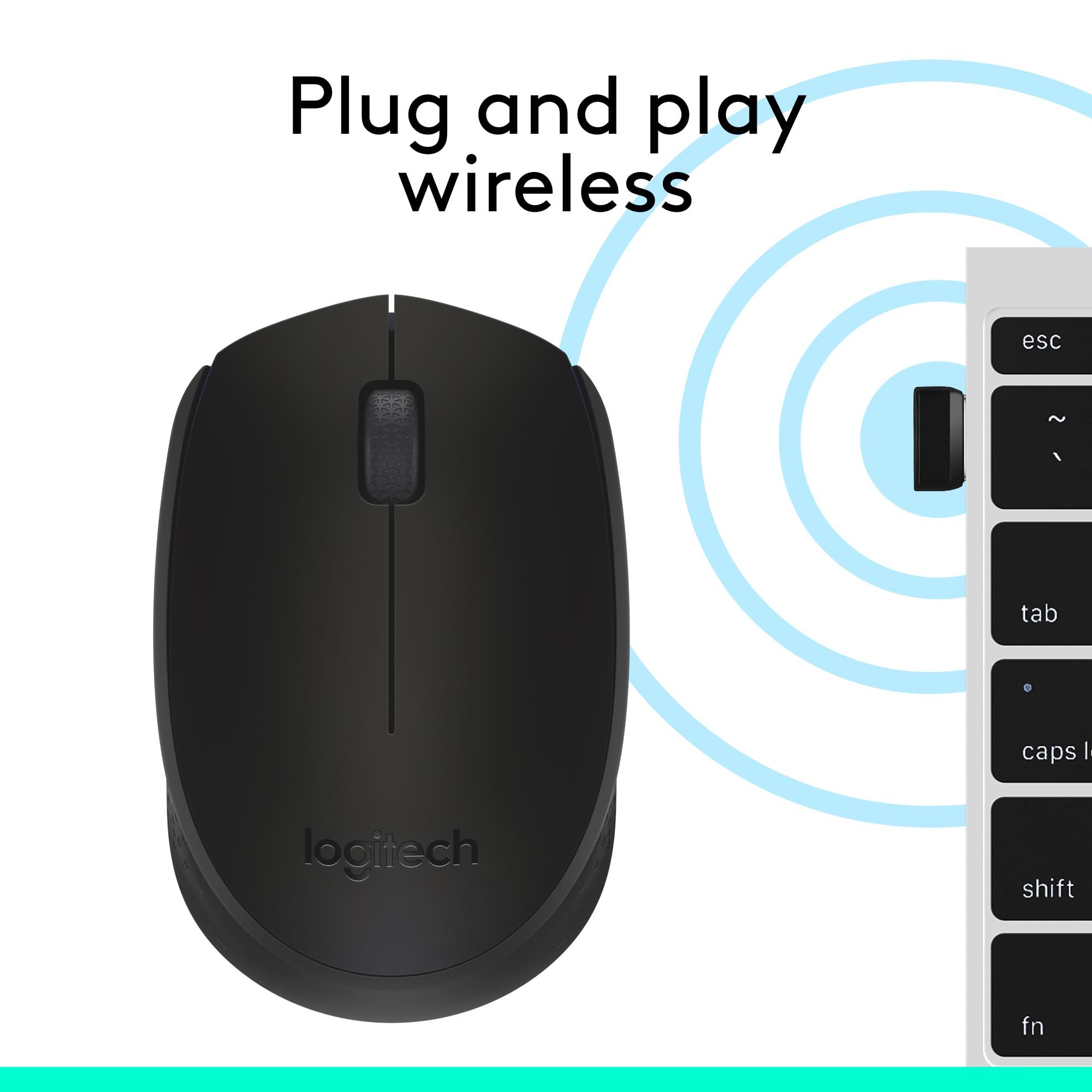 Logitech M170 Wireless Mouse for PC, Mac, Laptop, 2.4 GHz with USB Mini Receiver, Optical Tracking, 12-Months Battery Life, Ambidextrous - Black - Image 7