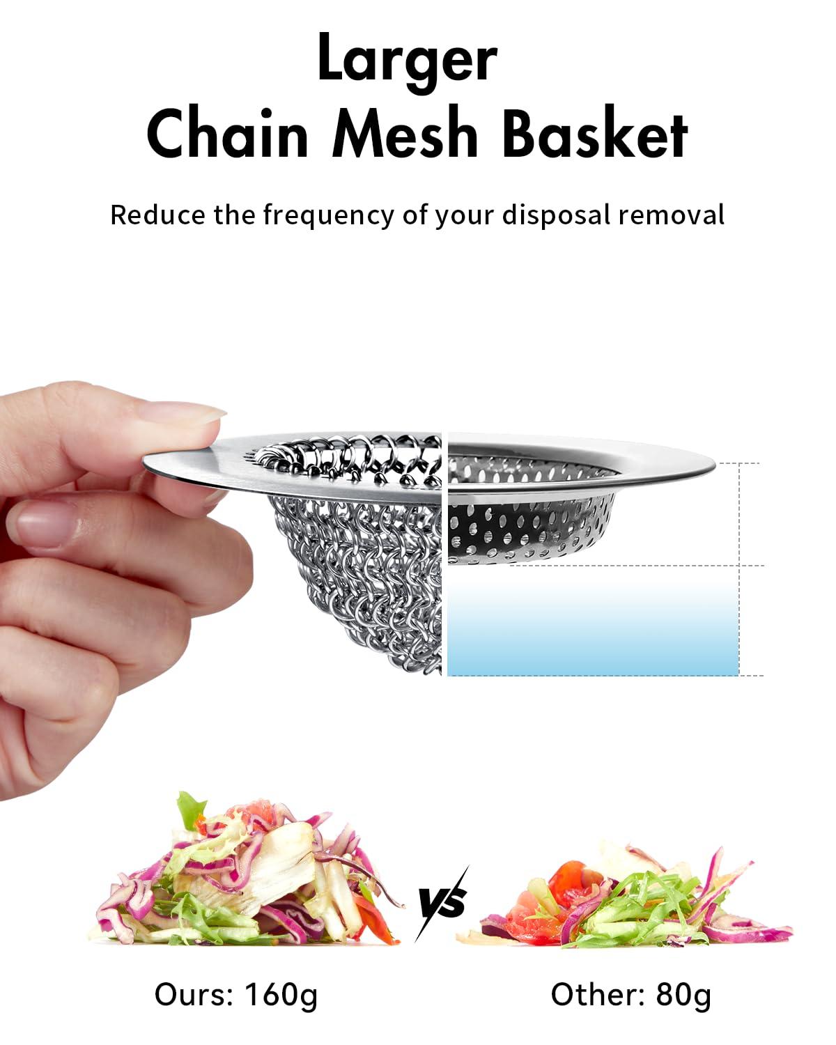Wokdada Revolutionary Sink Strainer/ Patented Reversible Chain Mesh, Effortless Cleaning & Debris Catcher, Large Capacity, No Clog, 304 Stainless Steel & Rust-Proof - Image 5