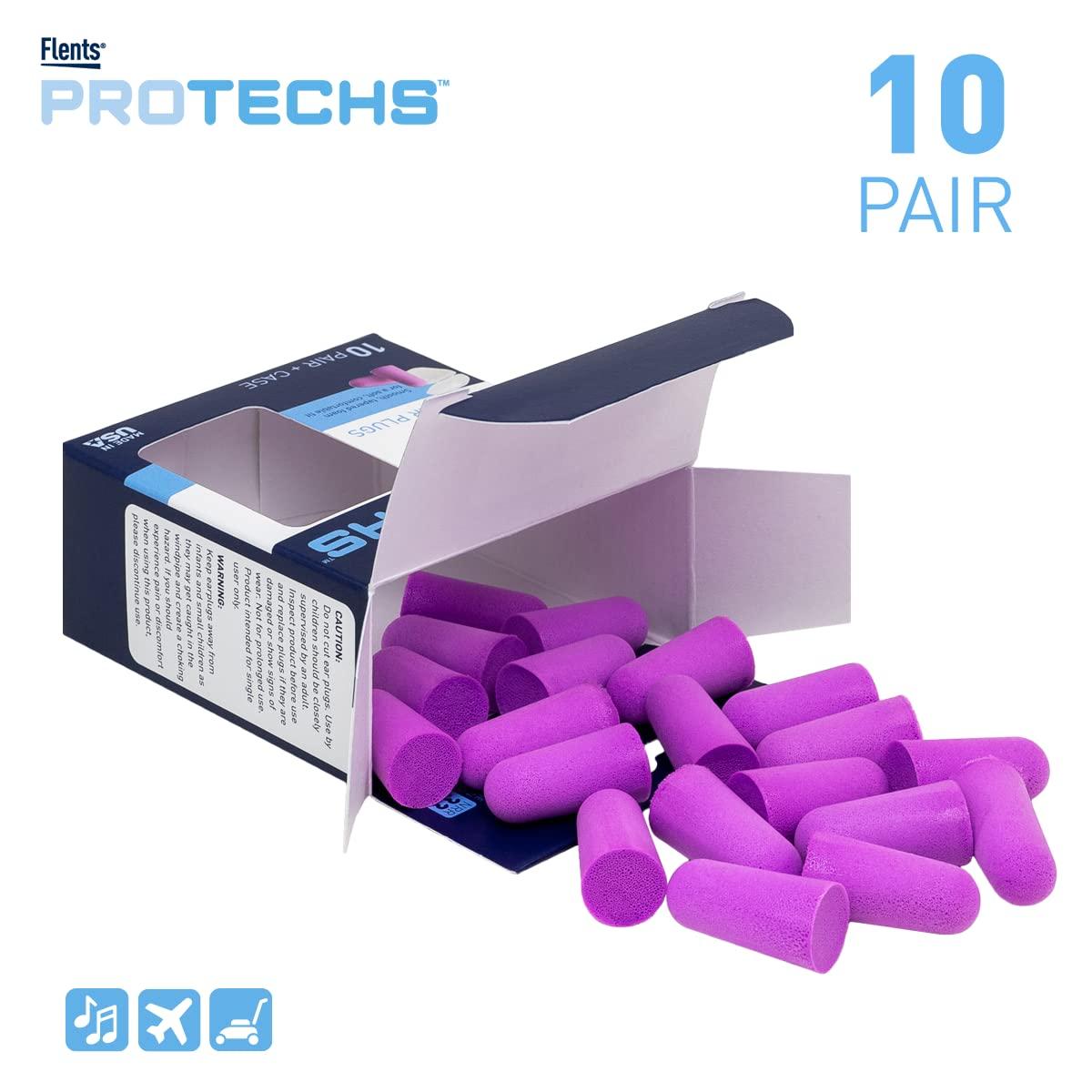 Flents Foam Ear Plugs, 10 Pair with Case for Sleeping, Snoring, Loud Noise, Traveling, Concerts, Construction, & Studying, NRR 33, Purple, Made in the USA,10 Count (Pack of 1) - Image 2