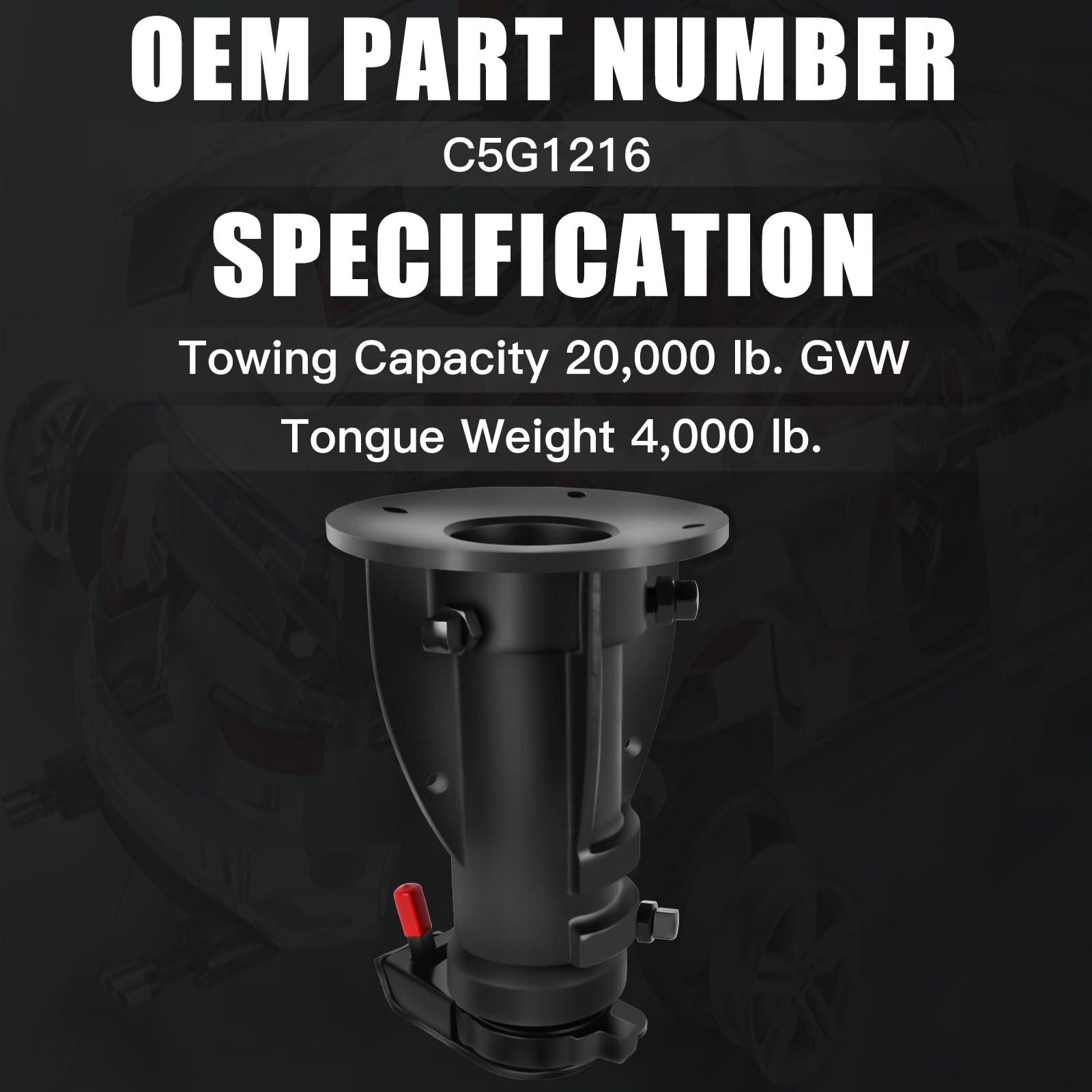 C5G1216 Cushioned Fifth Wheel to Gooseneck Trailer Towing Adapter Compatible with Convert-A-Ball C5G1216 Height 12"-16" - Image 3