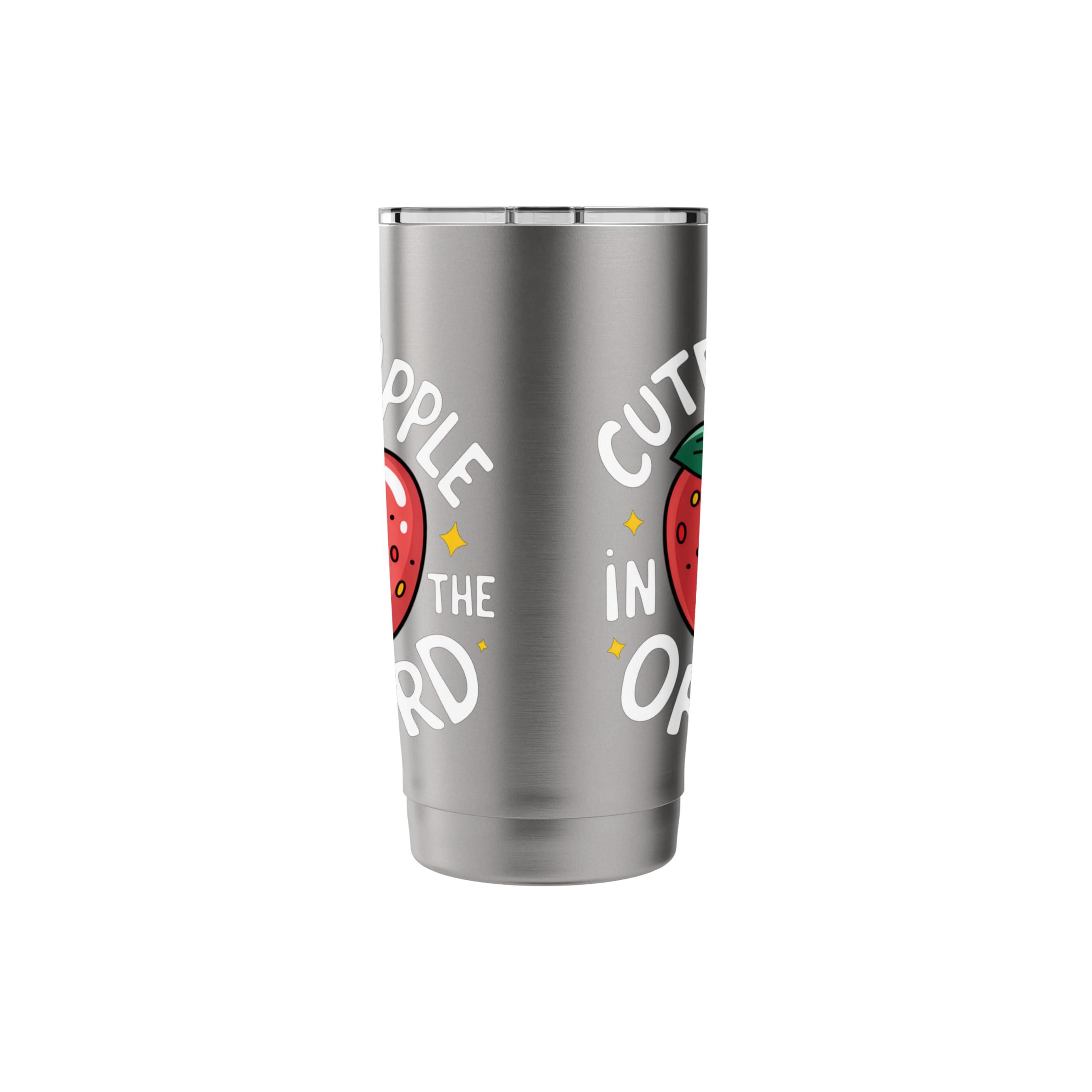 Cutest Apple In The Orchard Adorable Face Fun Joy Smiles Stainless Steel Insulated Tumbler - Image 3