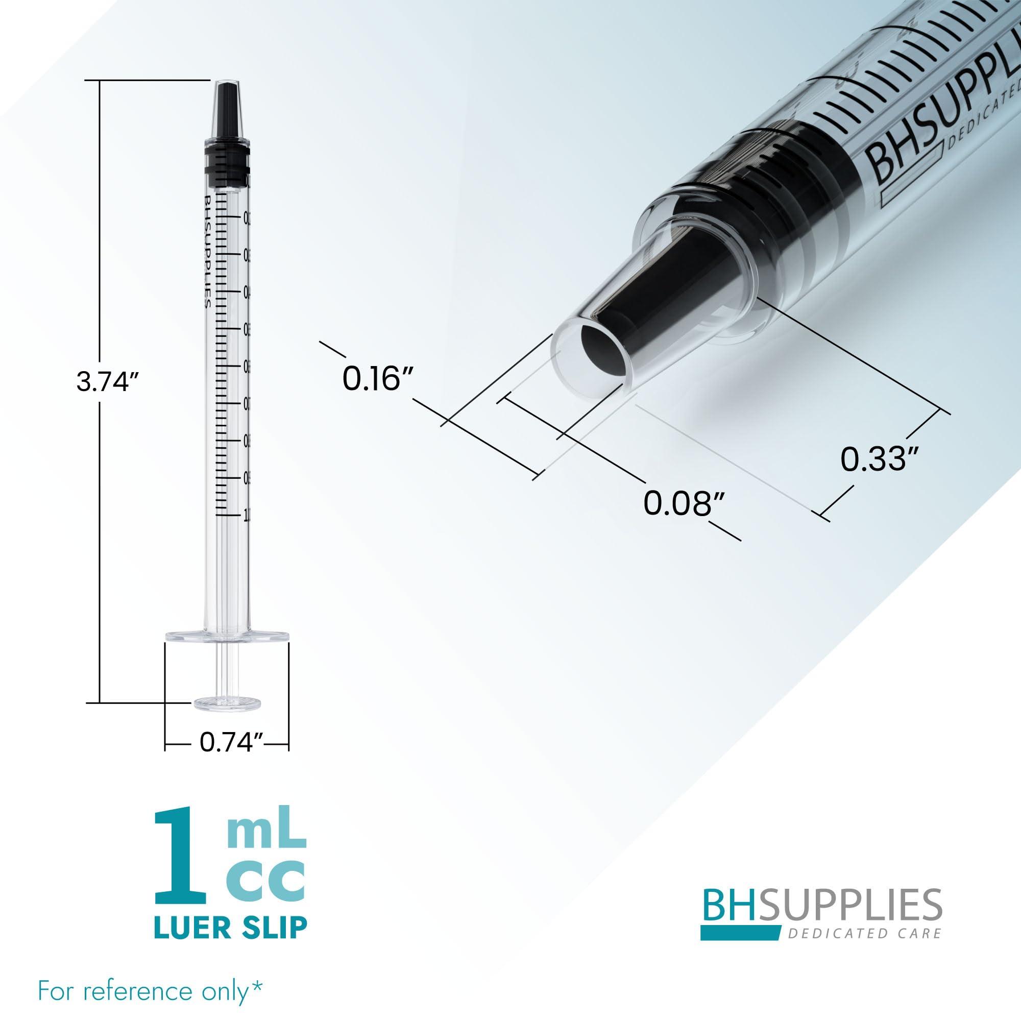 BH Supplies 1mL Luer Slip Tip Syringes (No Needle) - Sterile, Individually Wrapped - 100 Syringes - Image 6