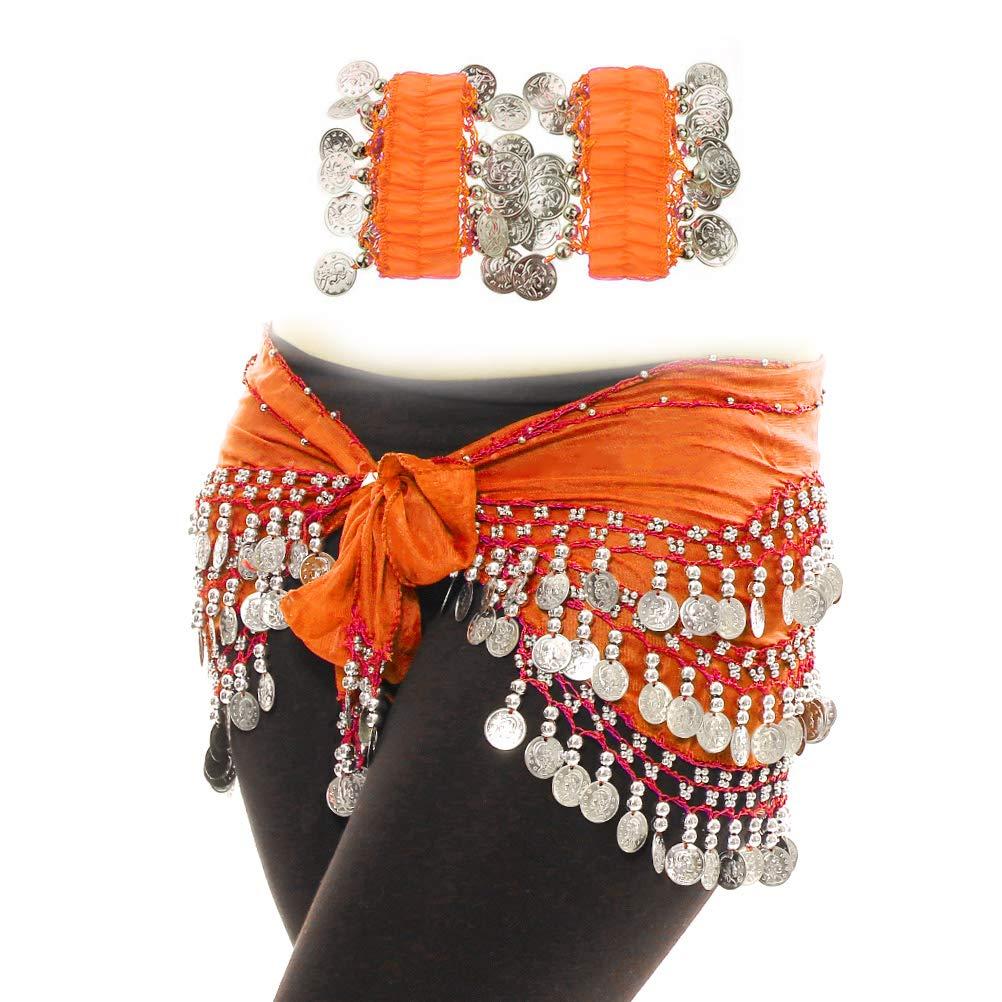 Cooyeah Belly Dance Skirt and Belly Dance Wrist Ankle Cuffs Bracelets