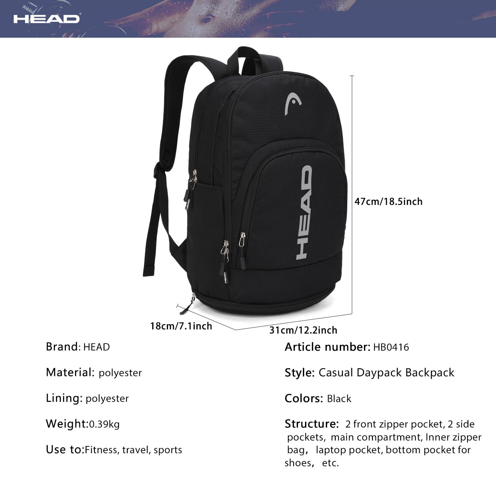HEAD Waterproof Travel Backpack for Men, Lightweight 15.6 Inch Laptop Backpack with Shoes Compartment, Casual Daypack College Backpacks with 10 Pockets for Overnight/Sports Gym/Work/Fitness - Image 5