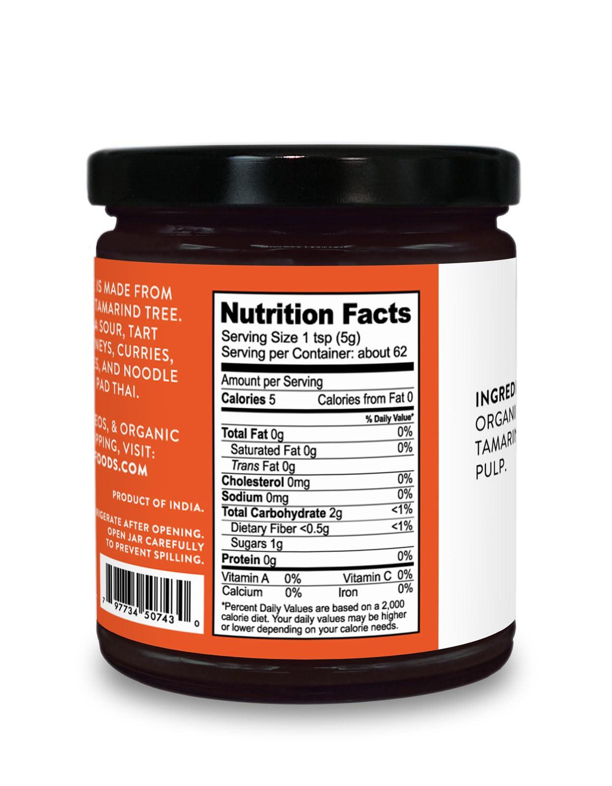 Pure Organic Tamarind Paste Concentrate - Sweet and Sour Sauce for Indian Chutney and Thai curry, Gluten Free, No Sugar Added, Glass Jar (1 PACK) - Image 2