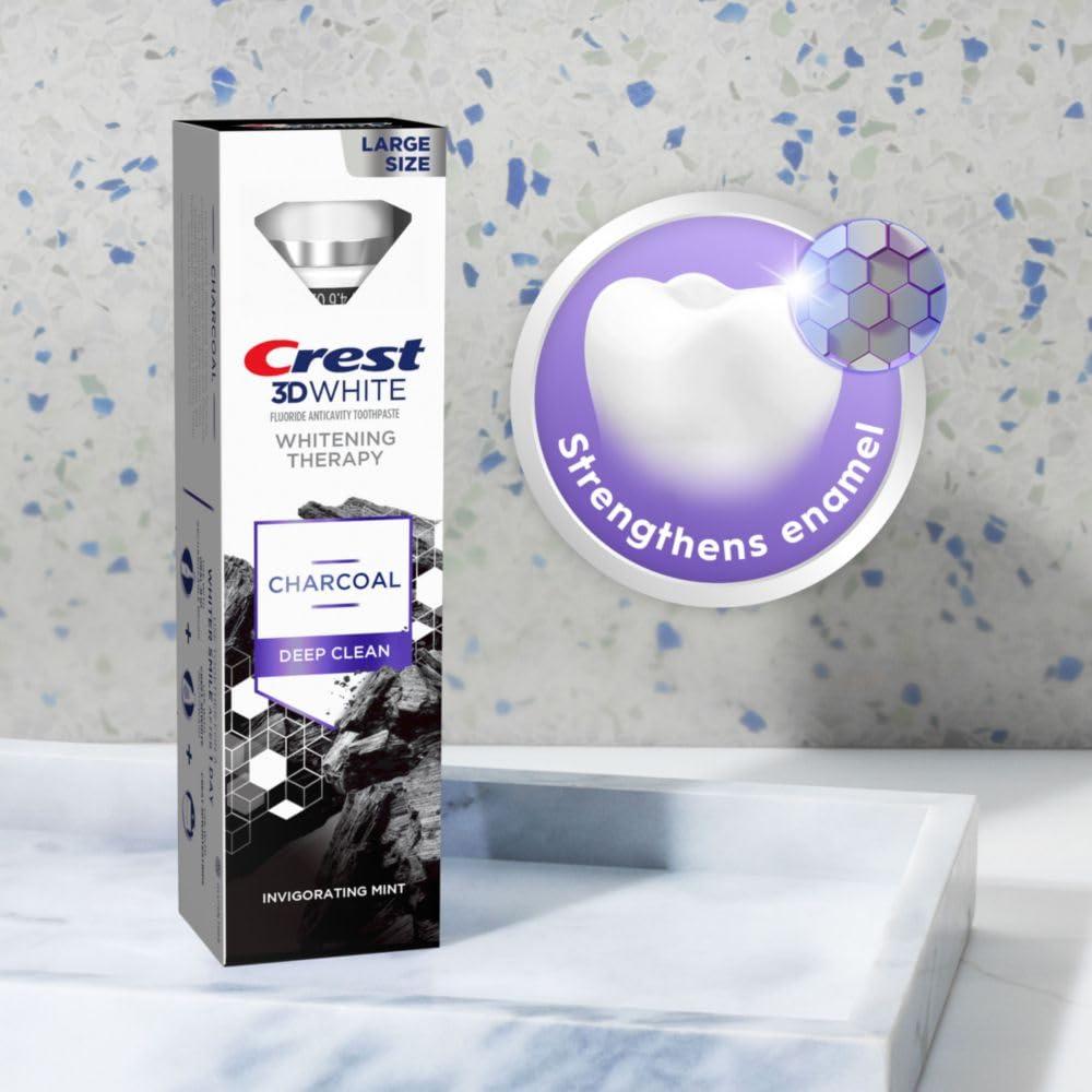 Crest 3D White Whitening Therapy Charcoal Deep Clean Invigorating Mint Teeth Whitening Toothpaste, 4.6 oz Pack of 3, Anticavity Fluoride Toothpaste, Gently Brightens Teeth, Strengthens Enamel - Image 5