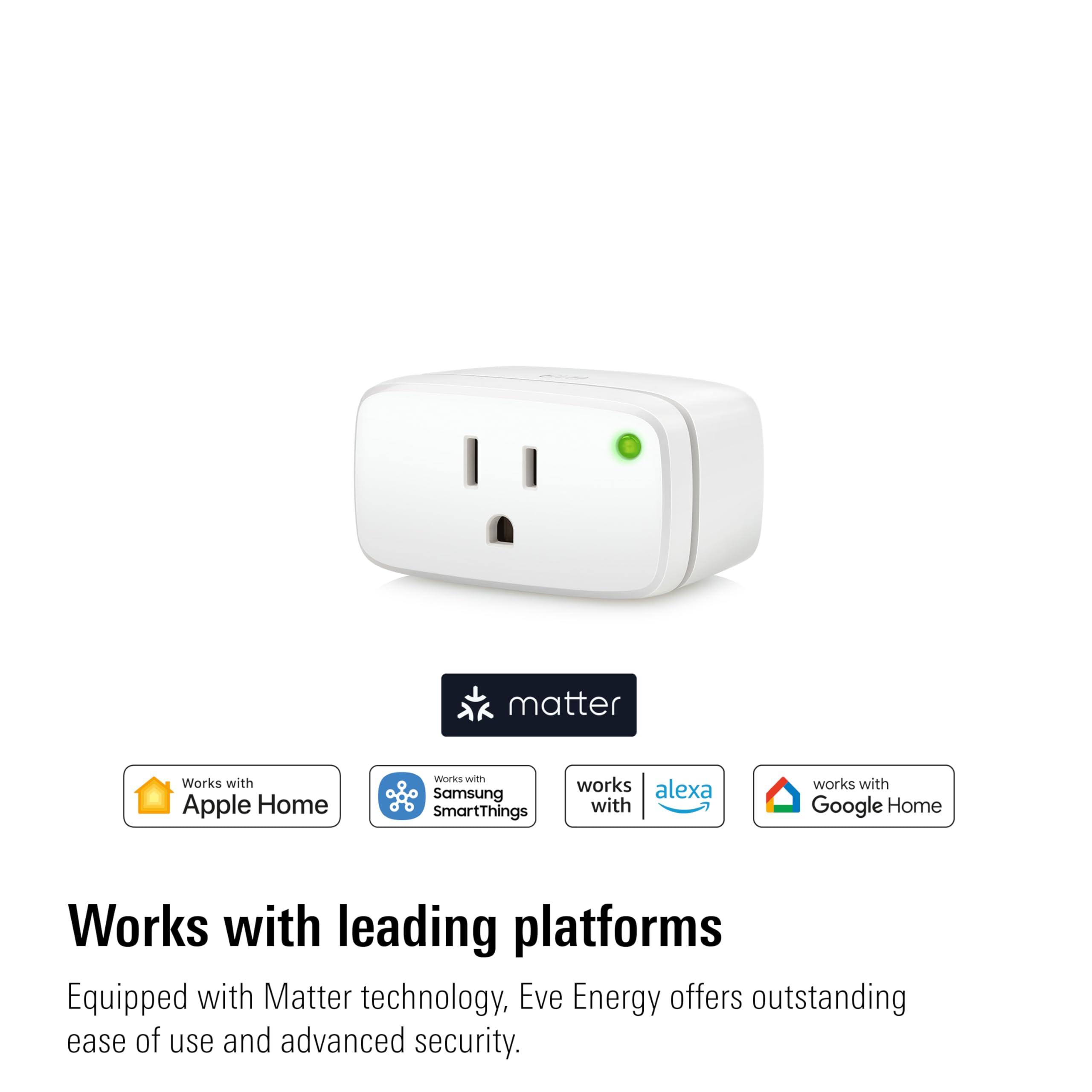 Eve Energy (Matter) - Smart Plug, App and Voice Control, 100% Privacy, Matter Over Thread, Works with Apple Home, Alexa, Google Home, SmartThings - Image 2