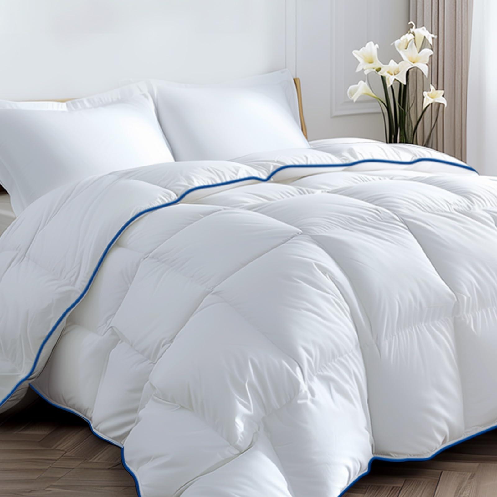 Ankwos White Down Alternative Comforter Soft, Fluffy, and Cozy All Season Bedding, Machine Washable, Hypoallergenic Duvet Insert Oeko-TEX Certified (Queen, 90 x 90 inches)