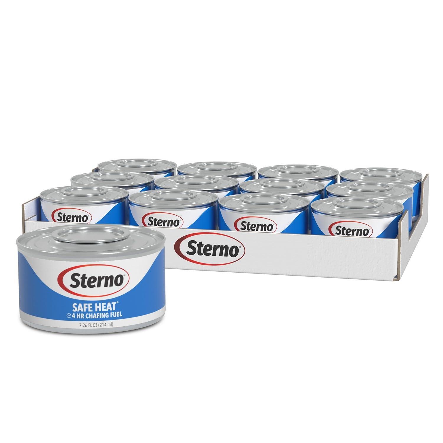Sterno Fuel Cans - 4-Hour Burn, (12-Pack) Chafing Dish Fuel Can Burners for Food Warmer, Resealable Chafer Fuel Canned Heat, Safe Heat