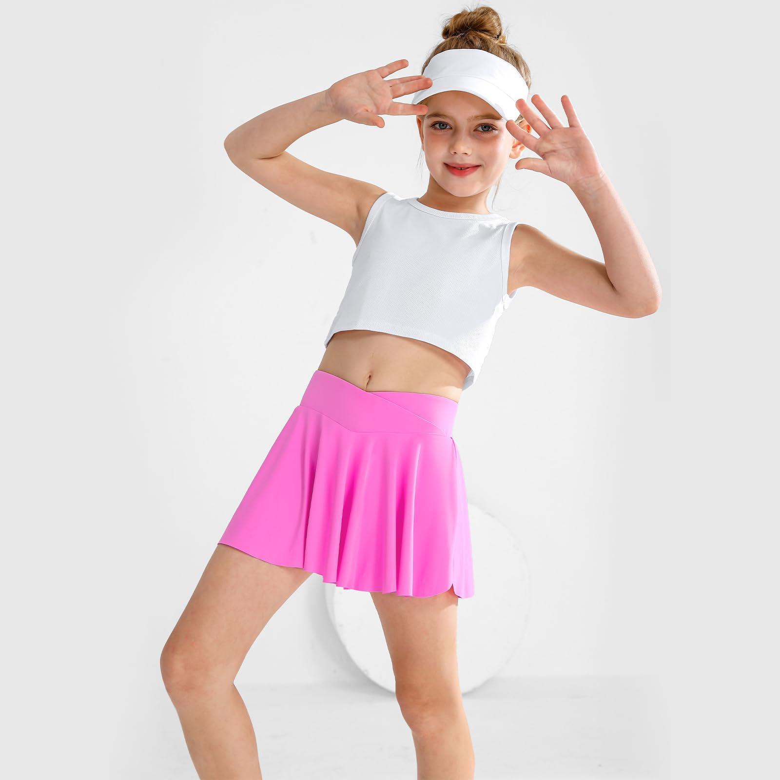 Girls' Athletic 2-in-1 Flowy Cheer Dance Biker Shorts Tennis Skirt Butterfly Skorts with Pocket for Girl Size 5-14 Years - Image 6