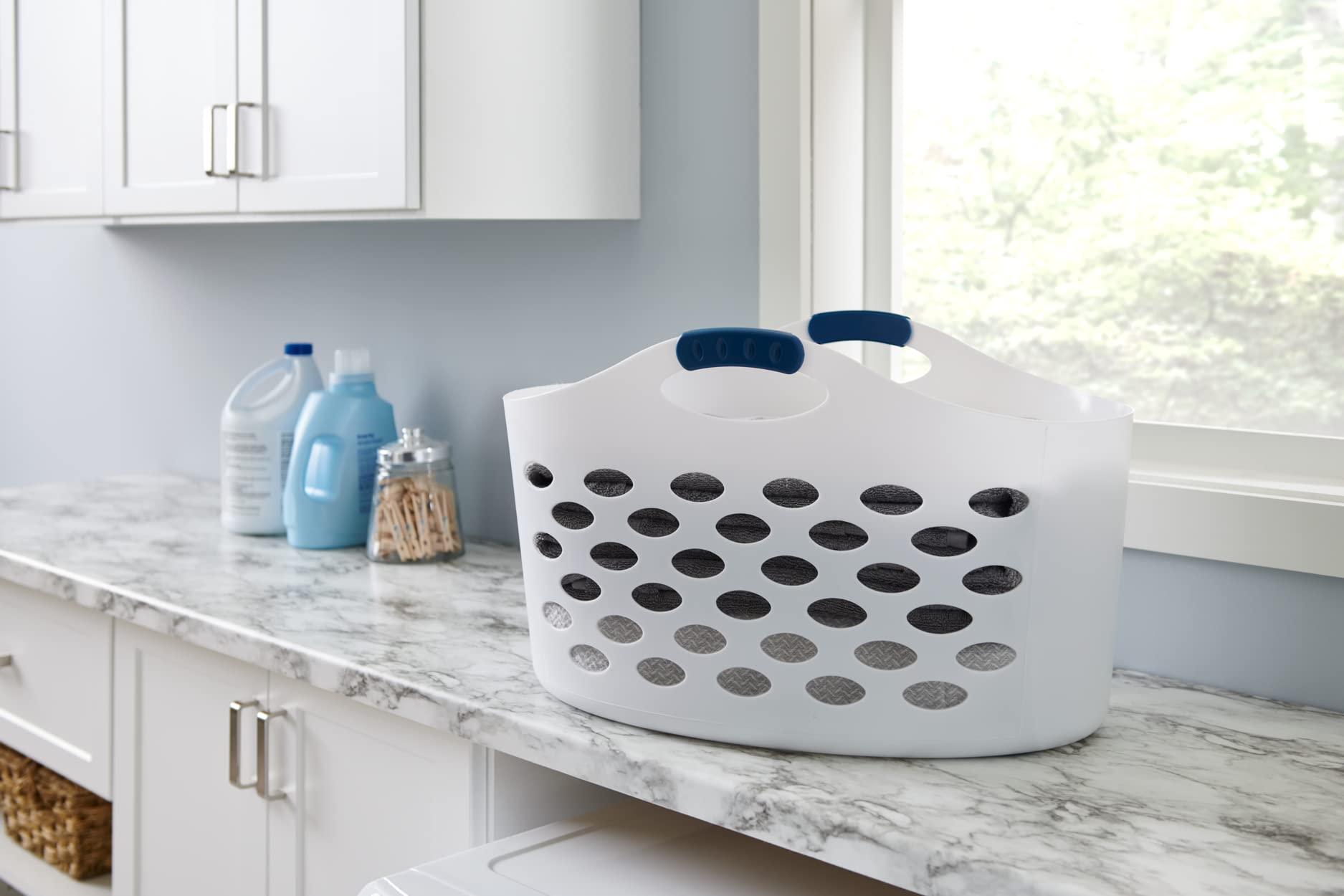 Rubbermaid 1.5 Bushel Capacity Durable Versatile Flex N Carry Portable Flexible Laundry Basket With Convenient Carrying Handles, White, Organization and Storage for Laundry/Garage/Home - Image 2