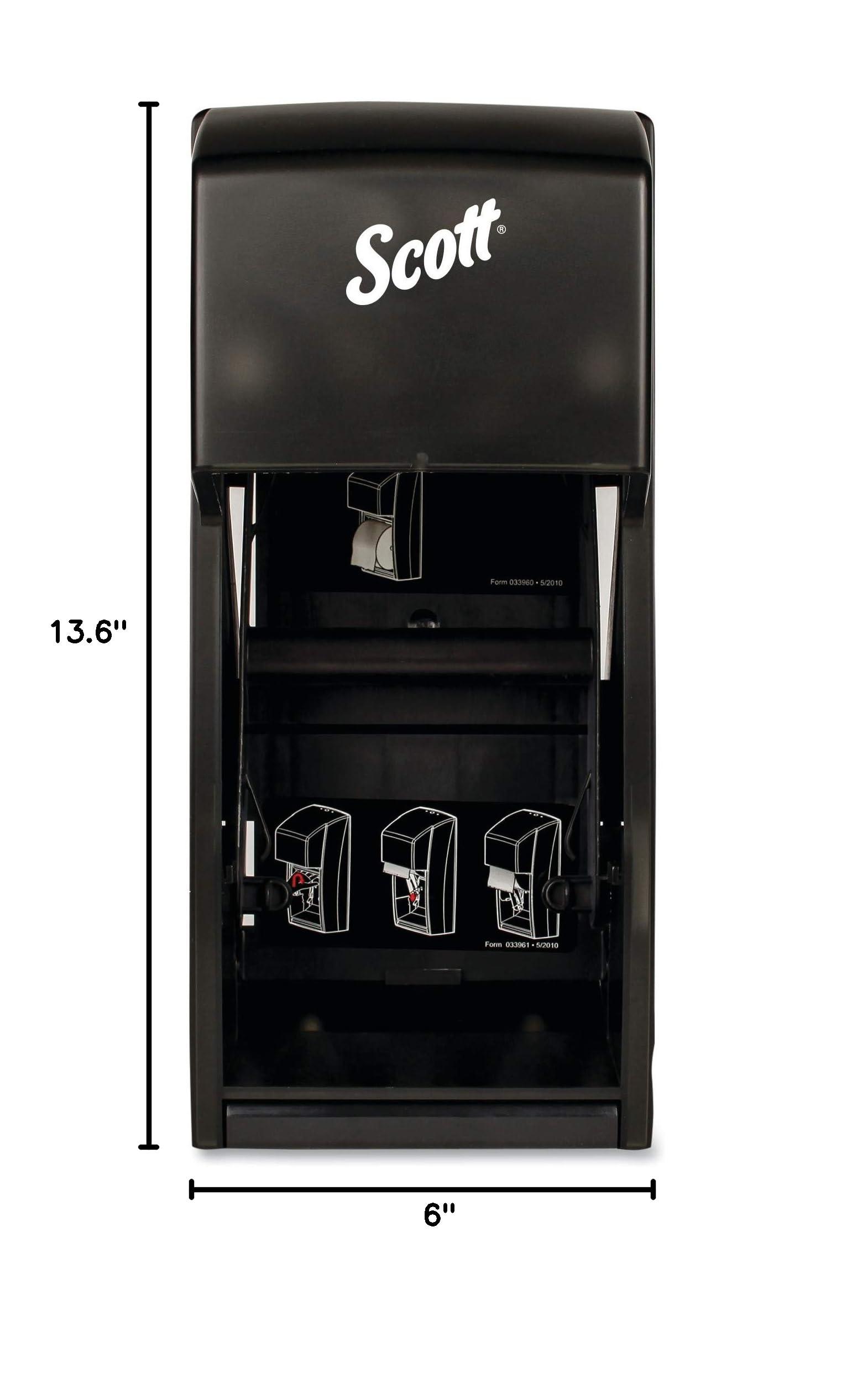 Scott Professional Vertical Standard Roll Toilet Paper Dispenser (09021), Dual Capacity, Black, 6.0"x13.6"x6.6" (Qty 1) - Image 7