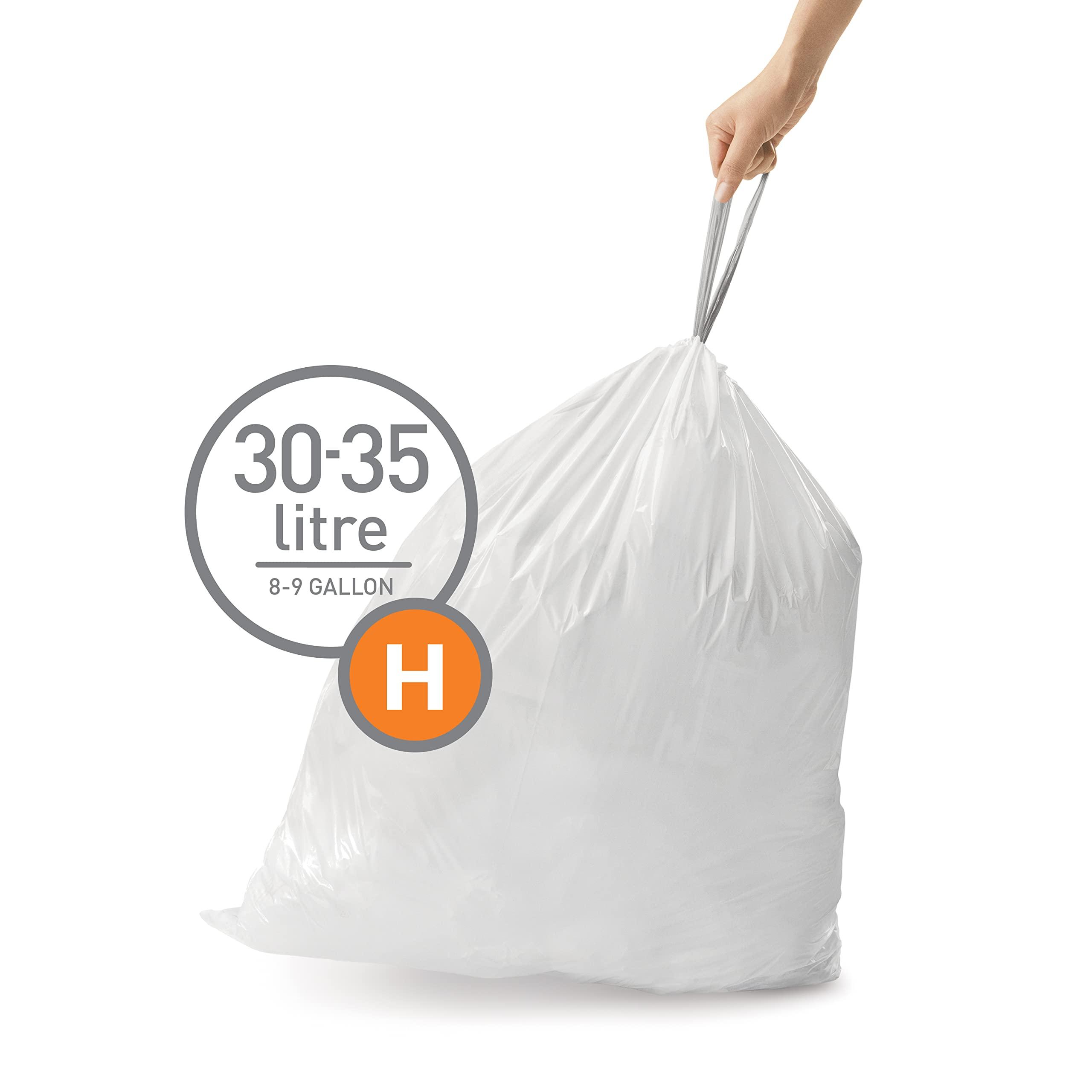 simplehuman Code H Custom Fit Drawstring Trash Bags in Dispenser Packs, 100 Count, 30-35 Liter / 8-9.2 Gallon, White - Image 2