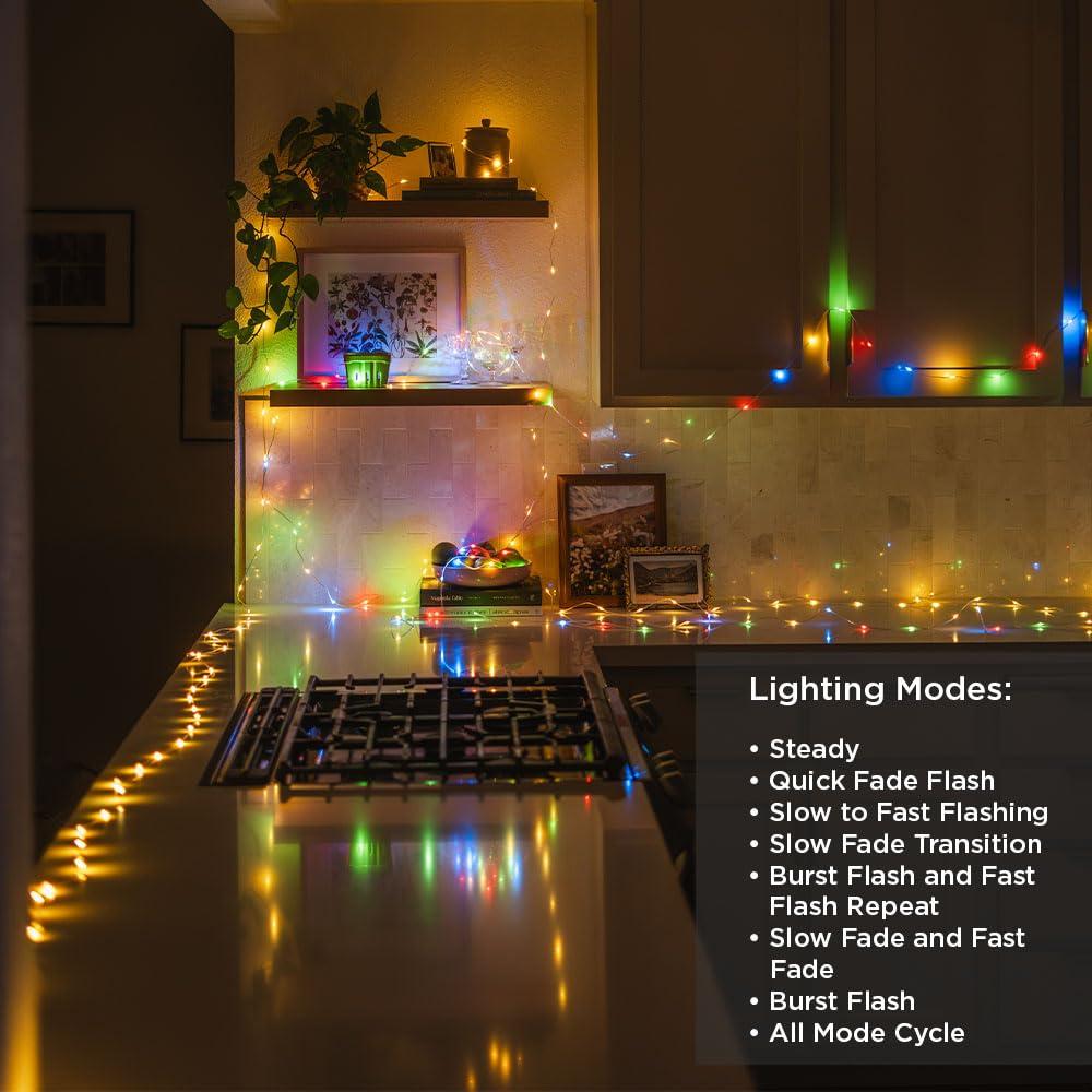 LuminAID LED String Lights - 2-Pack of 32ft USB Lights with 100 LED Bulbs per Strand - Warm White and Multicolor with 8 Modes - Perfect for Camping, Backyard, Patio, Power Outages, Indoor & Outdoor - Image 6