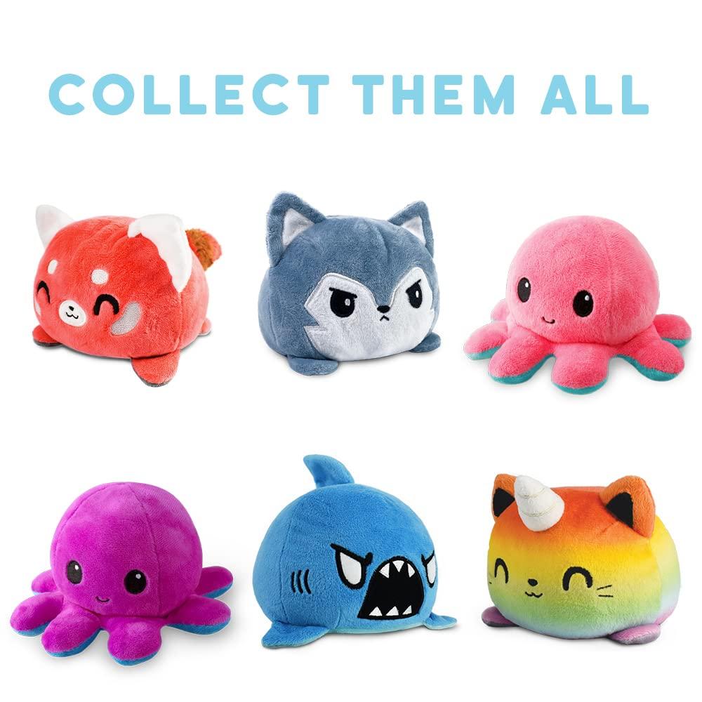 TeeTurtle - The Original Reversible Octopus Plushie - Pink + Aqua - Cute Sensory Fidget Stuffed Animals That Show Your Mood, 4 inch - Image 4