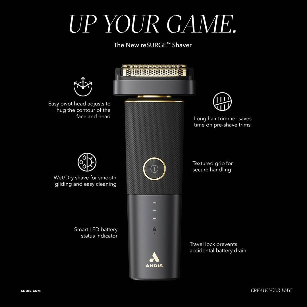Andis 17300 reSURGE Electric Lithium Titanium Precision Foil Wet/Dry Rechargeable Shaver, Black - Image 5