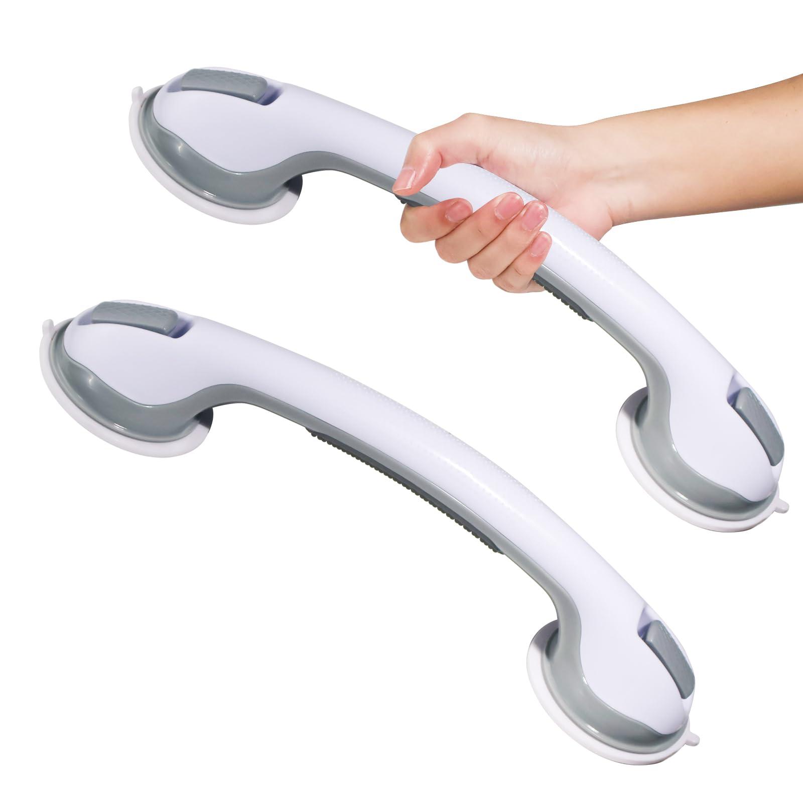Shower Safety Bars - 2Pc 16 Inch Grab Bars for Bathtubs and Showers Safety, Adjustable Bathtub Handle for Seniors, No Drill Shower Grab Bar with Strong Suction Cups