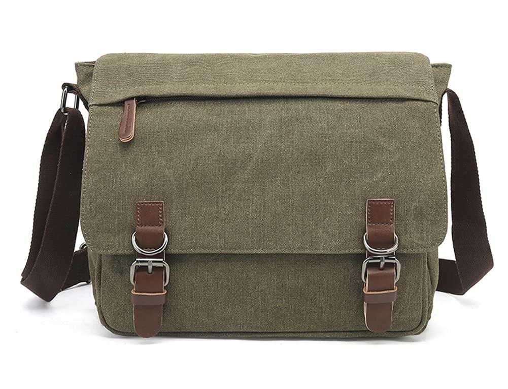 Sechunk Canvas Vintage Messenger Bag Shoulder bag Leather Large Travel Crossbody bags for men women 15inch Laptop