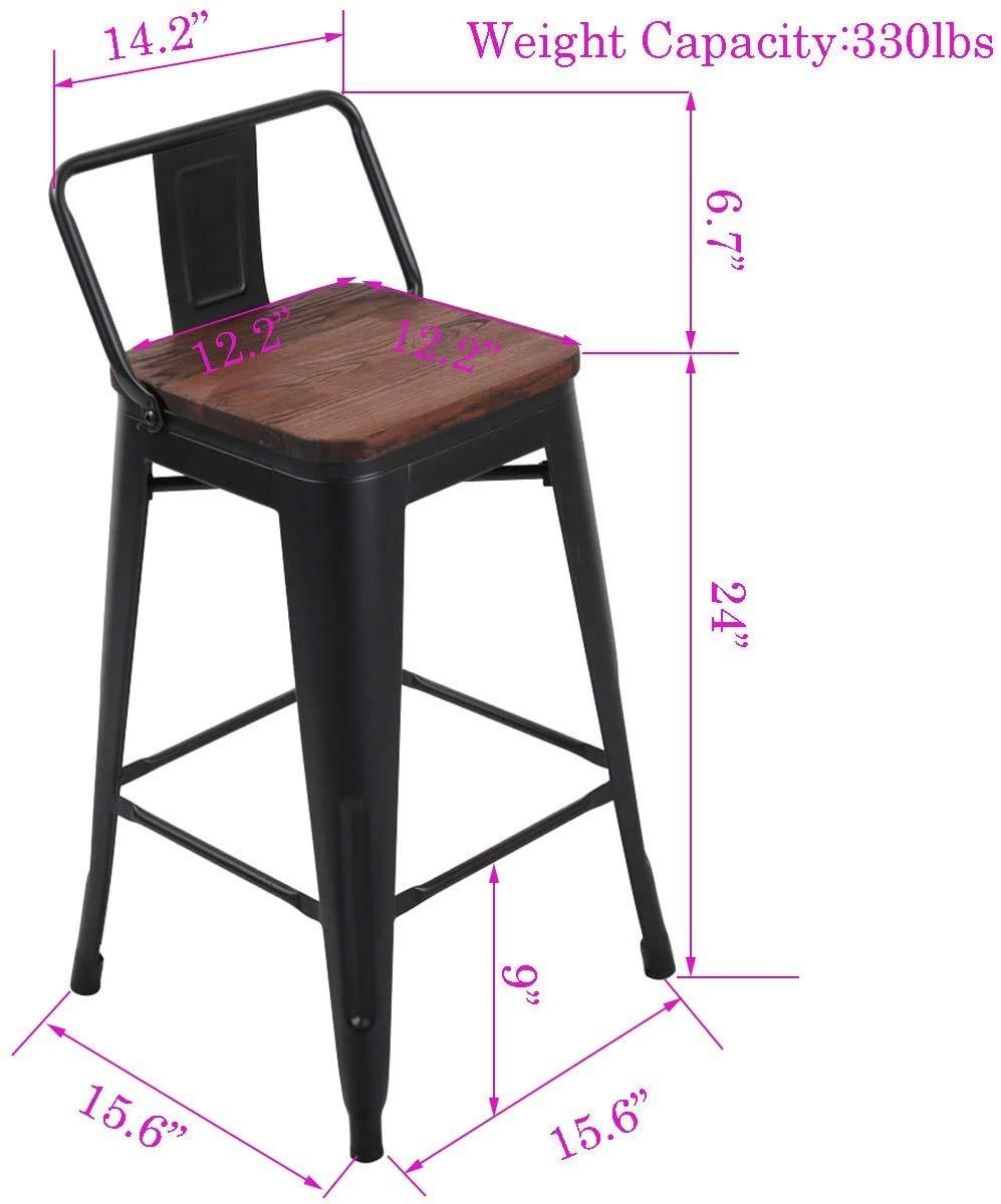 Changjie Furniture 24 Inch Bar Stools Set of 4 Industrial Metal Barstools Counter Height Bar Stool with Backs for Home Kitchen (24 inch, Black) - Image 8