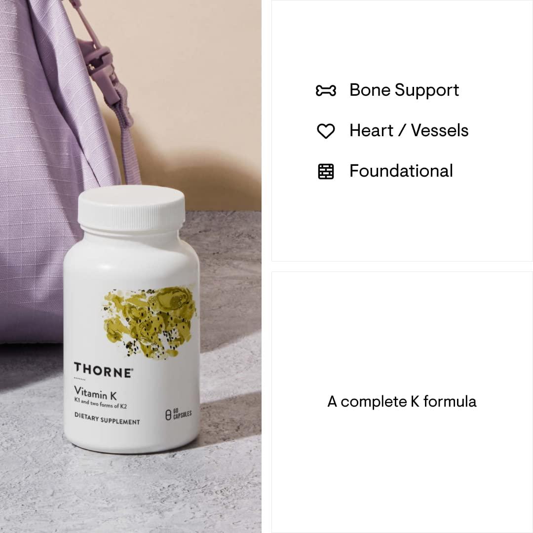 THORNE Vitamin K (Formerly 3-K Complete) - Vitamins K1 and K2 (as MK-4 and MK-7) - Supports Strong Bones* - 60 Capsules - Image 5