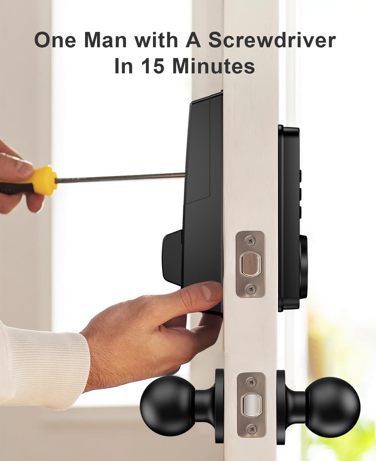 NBBX Fingerprint Door Lock with Knobs, Keyless Entry Deadbolt with Auto Lock, Keypad and App Support for Front Door and Bedroom, Easy to Install – N201 - Image 7