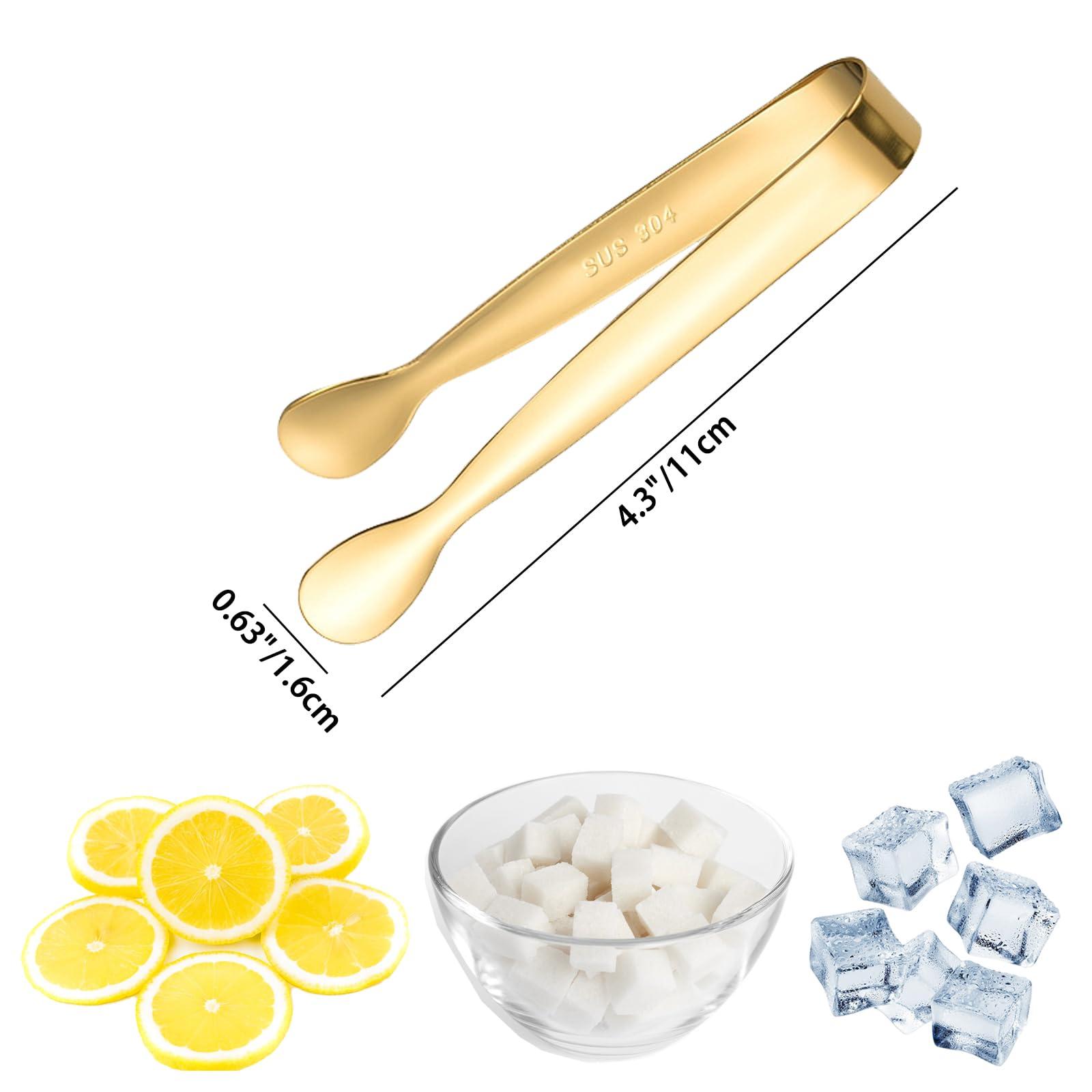 8PCS Gold Mini Metal Tongs, 4.3" Stainless Steel Tiny Tong, Small Kitchen Accessories for Serving Food, Ice, Sugar Cube, Salad, Toaster, Desserts - Image 3
